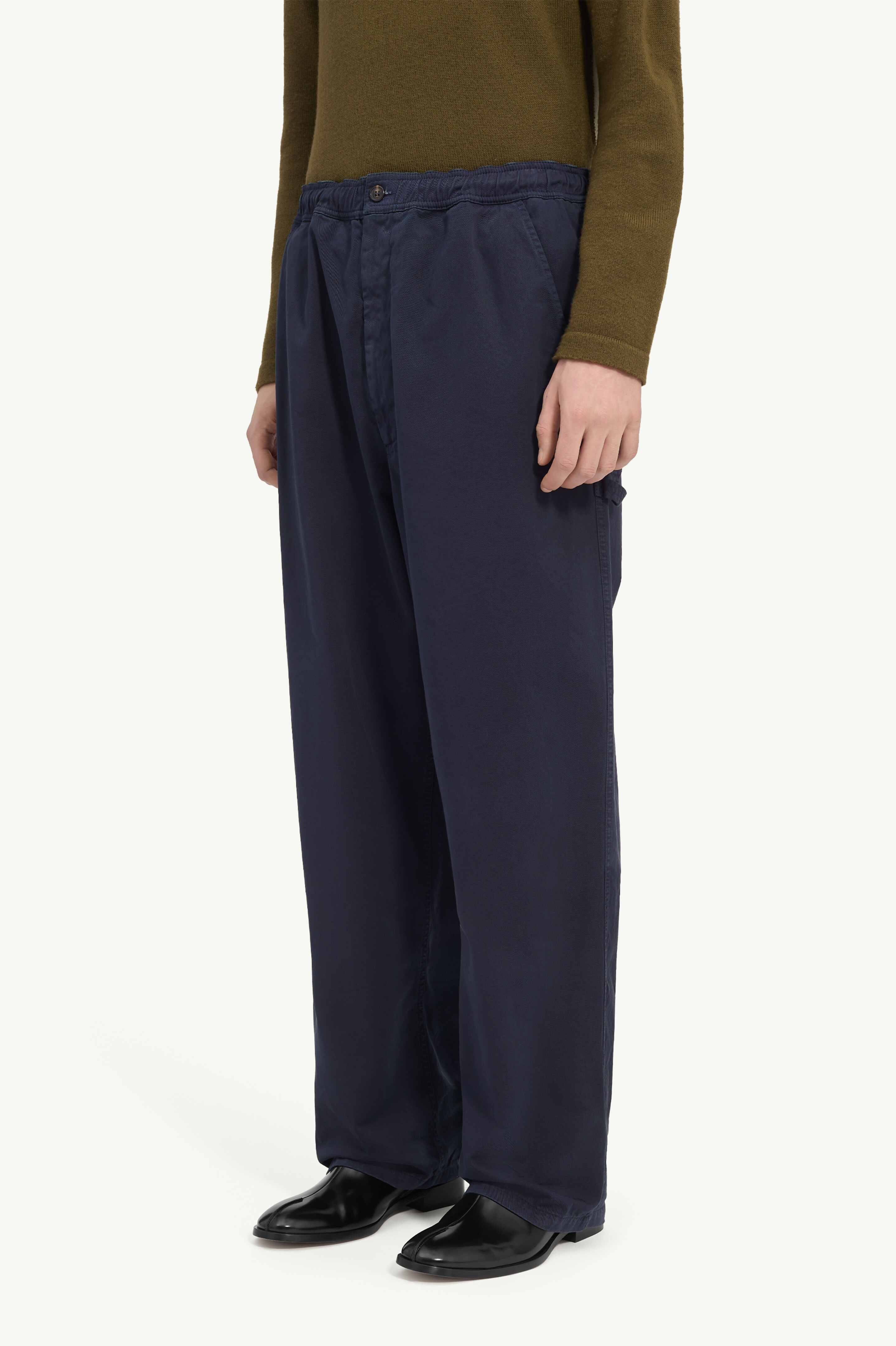 Blue Overdyed gabardine wide-leg trousers | MM6 Official