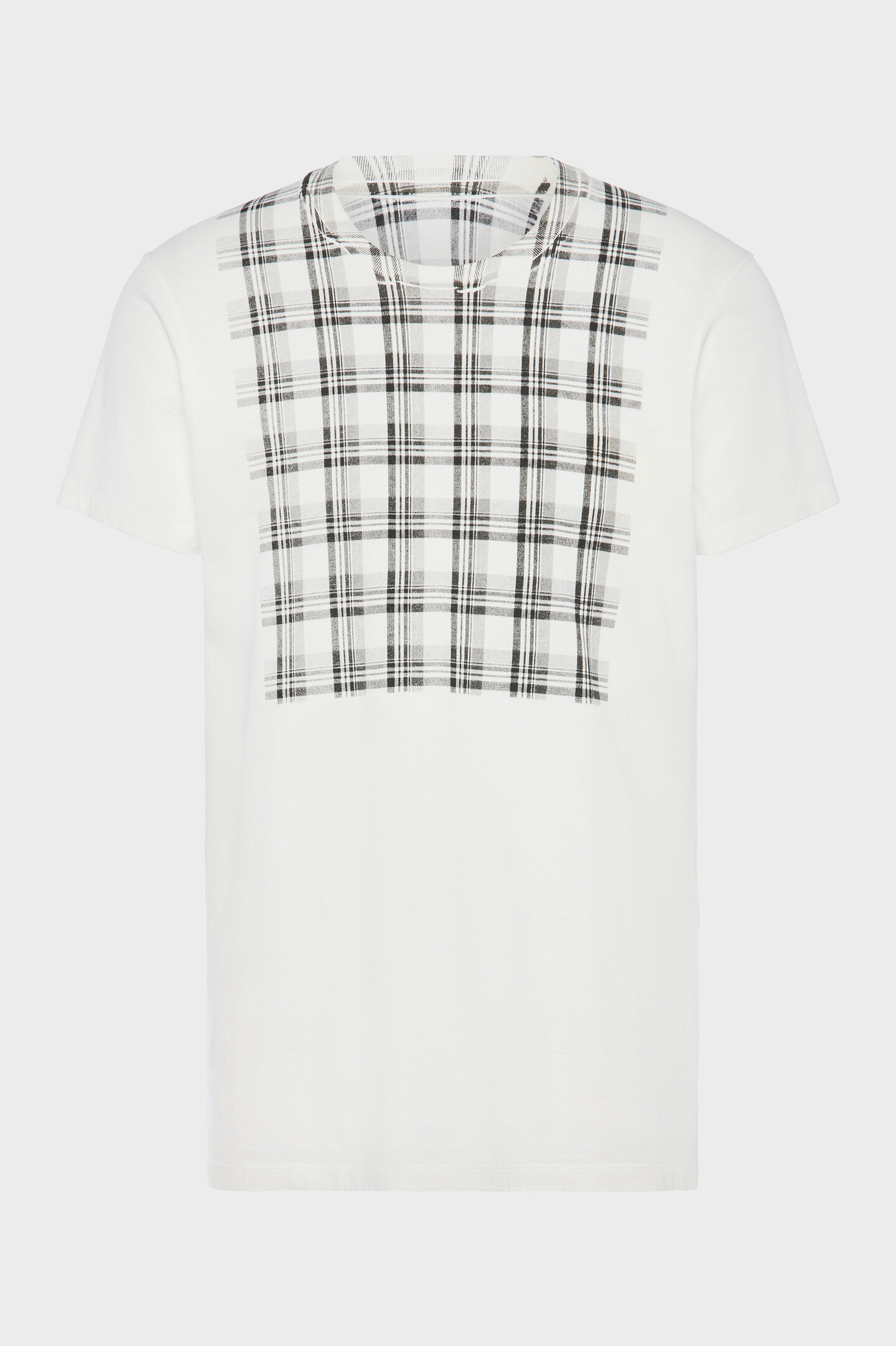 Cotton T-shirt with check panel