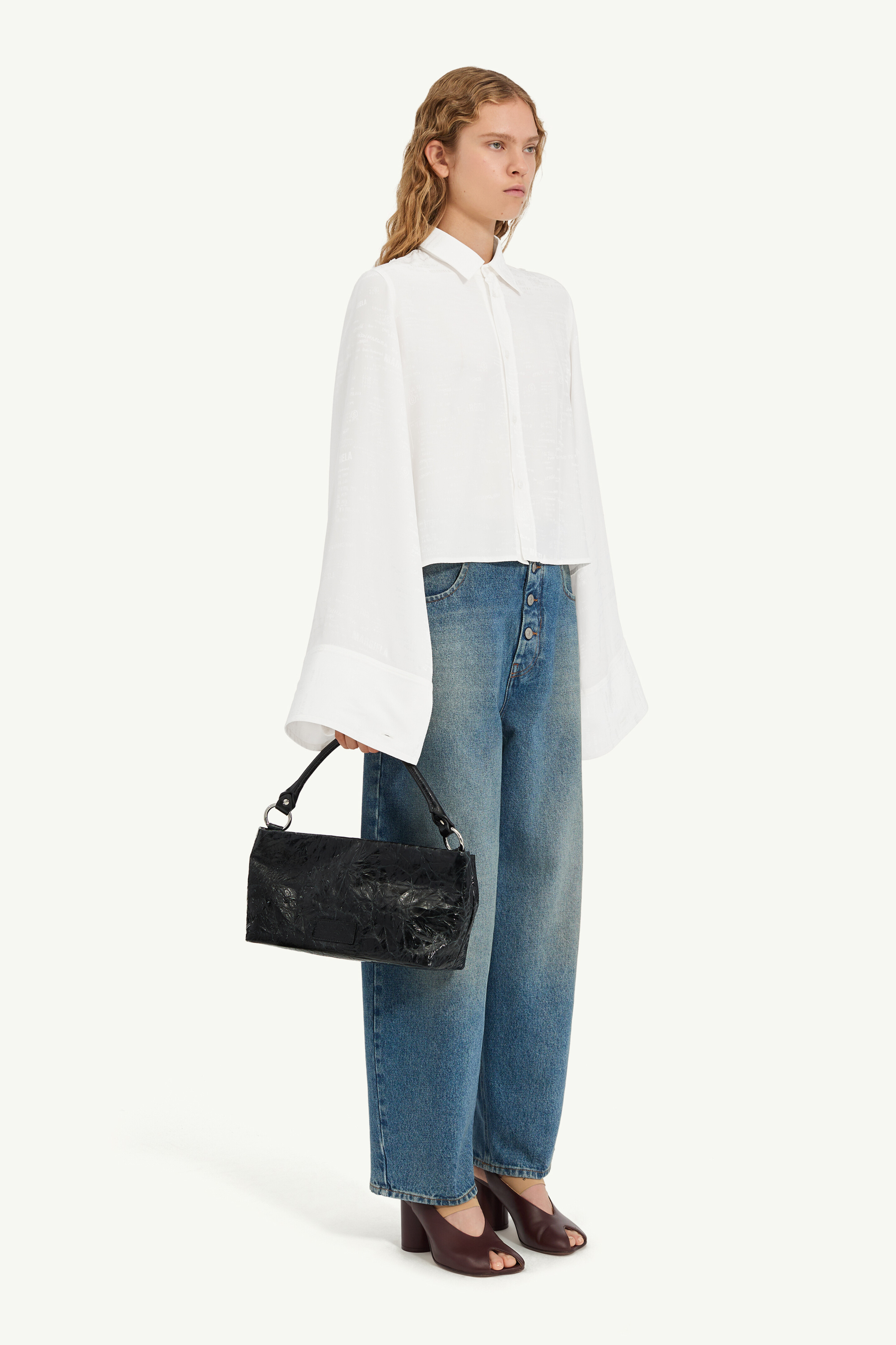 メゾンマルジェラ　ラッフルジャカードシャツ　40 Jacquard convertible shirt