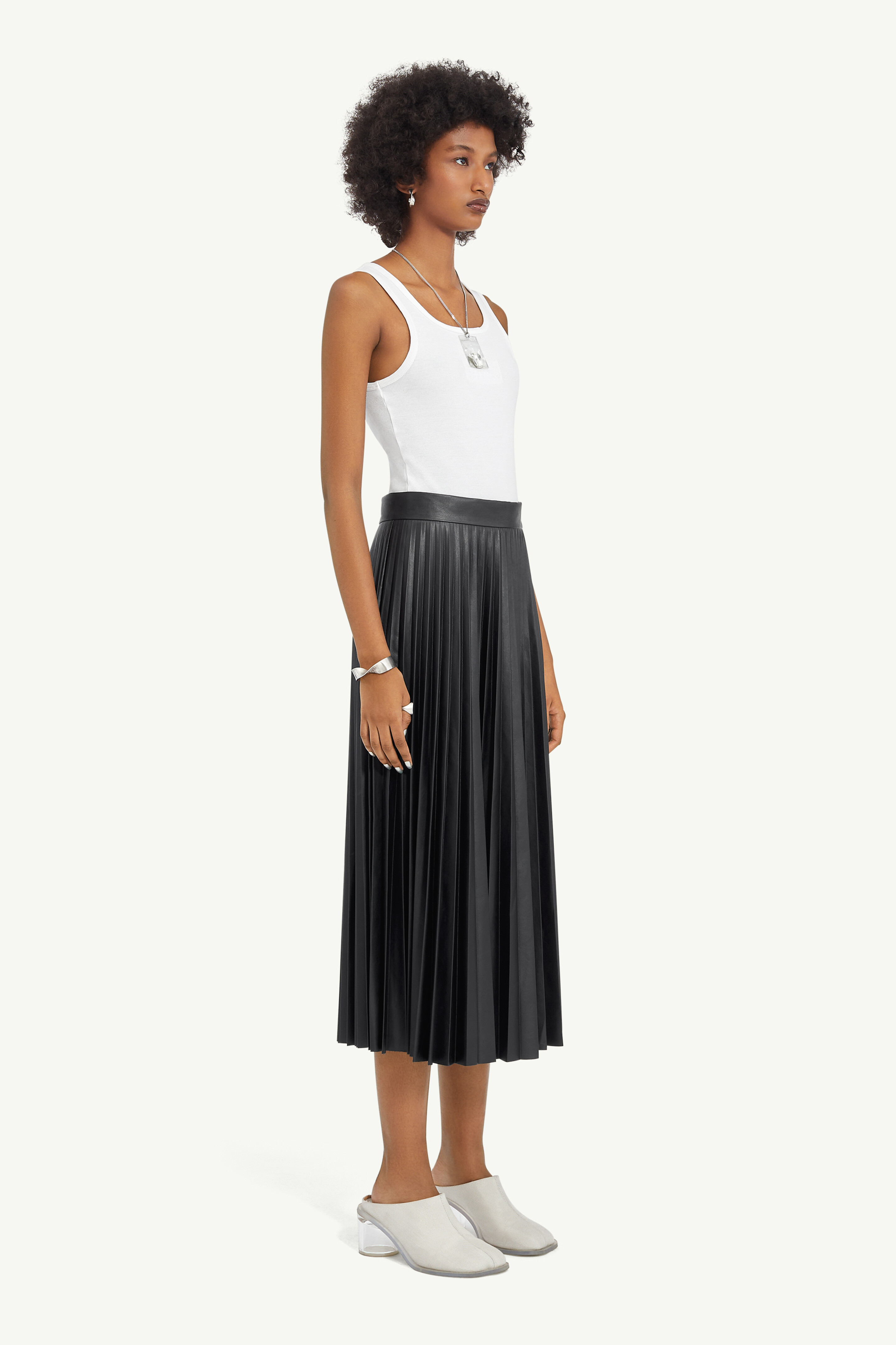 Black High Waisted Leather Midi Skirt | Maison Margiela