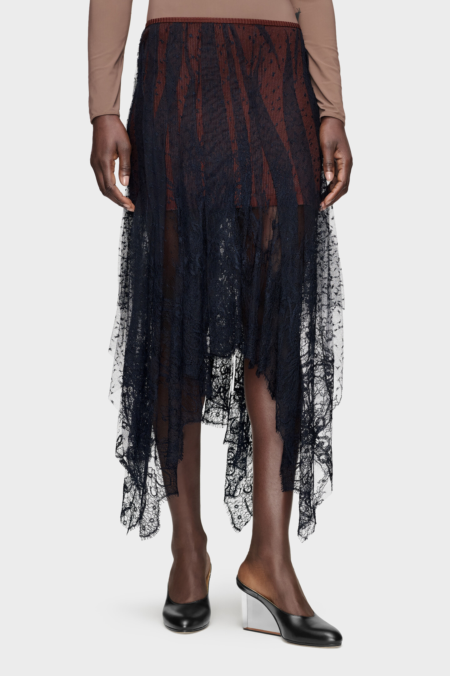 Black Lace Midi Skirt | Maison Margiela Official