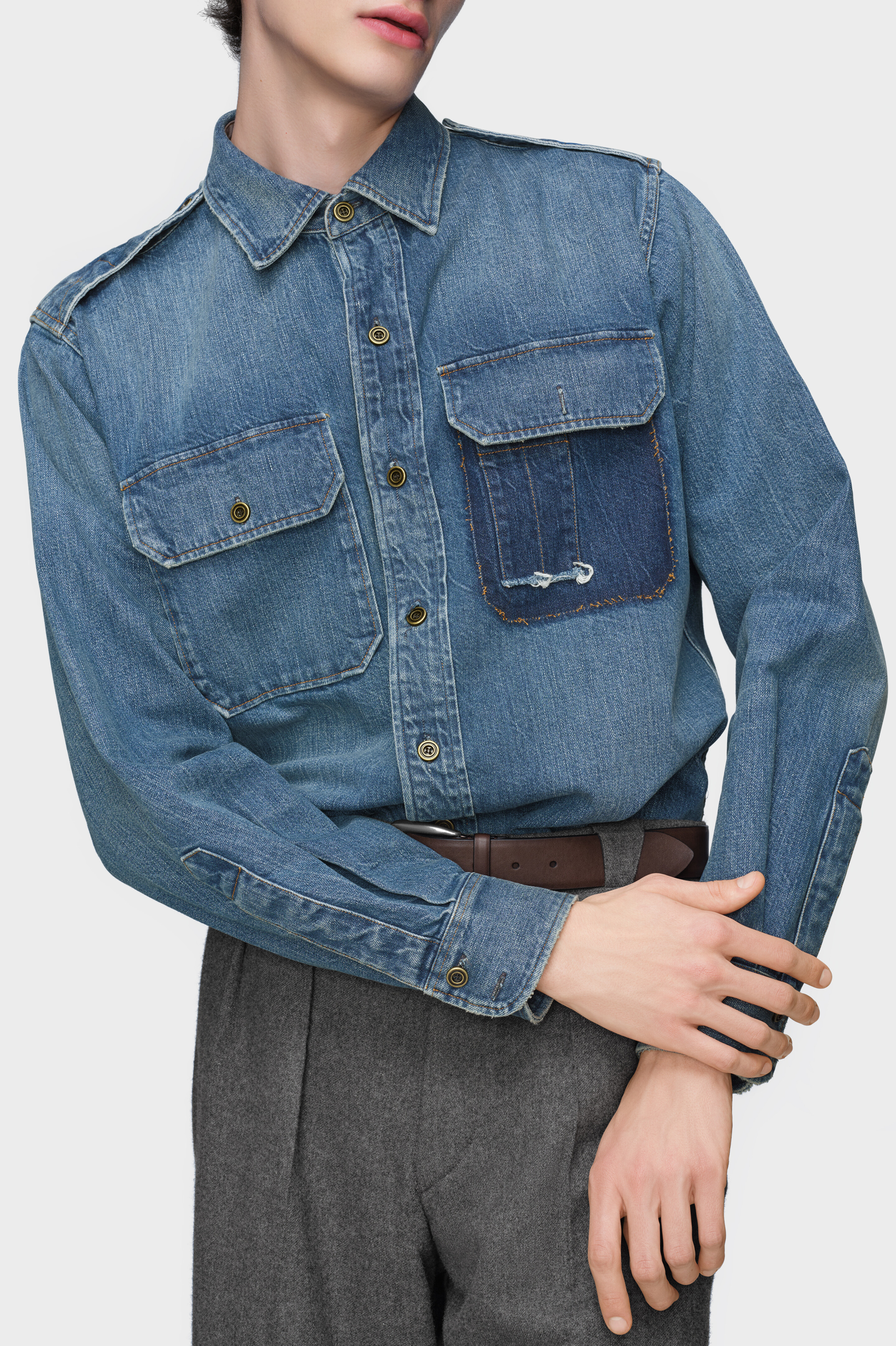 Men's Blue Cotton Denim Shirt | Maison Margiela