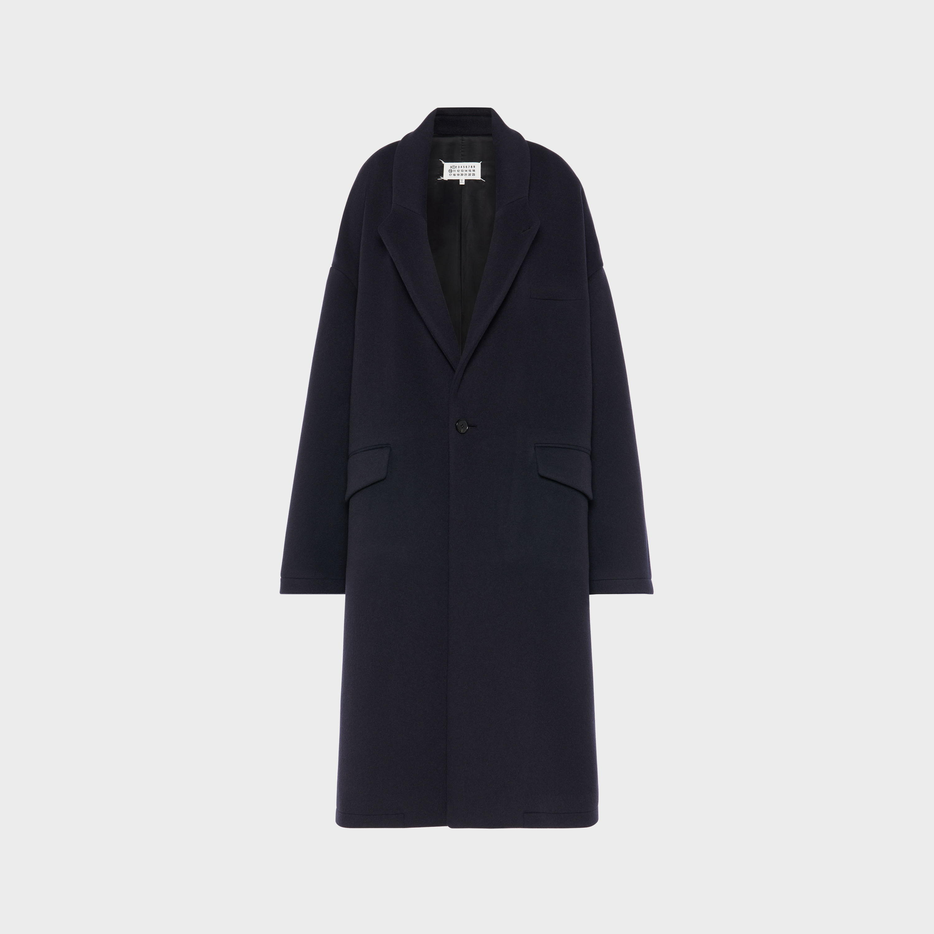 Maison Margiela 10 ウール コート 2018AW イタリア製 Maison Margiela】ウール コート ノーカラー ネイビー ロング (Maison