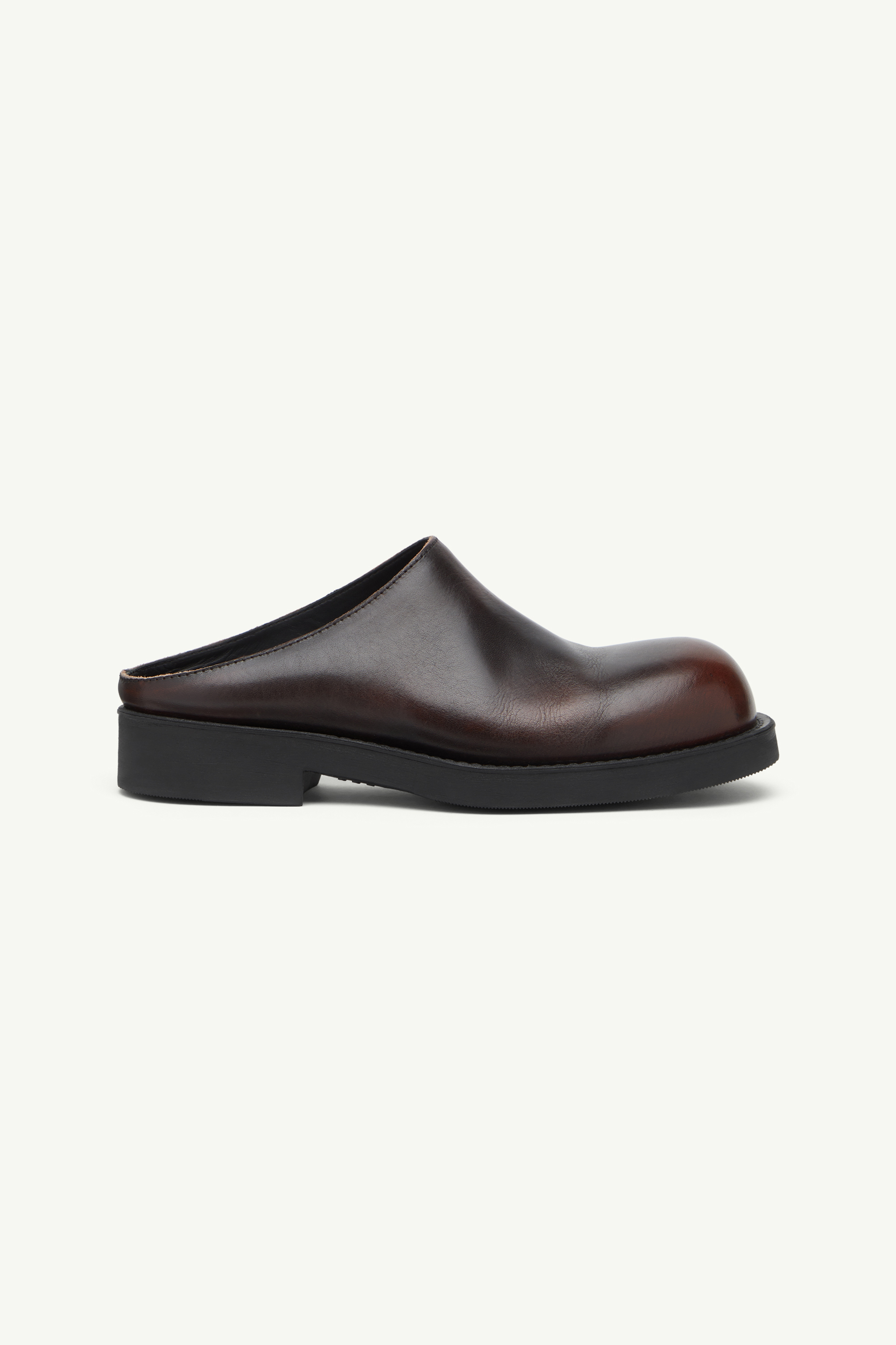 Biker mules in brushed leather