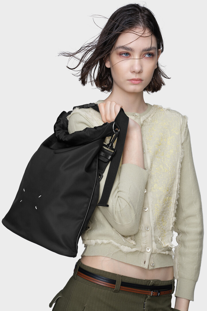 Black High Tech Roll Up Backpack | Maison Margiela