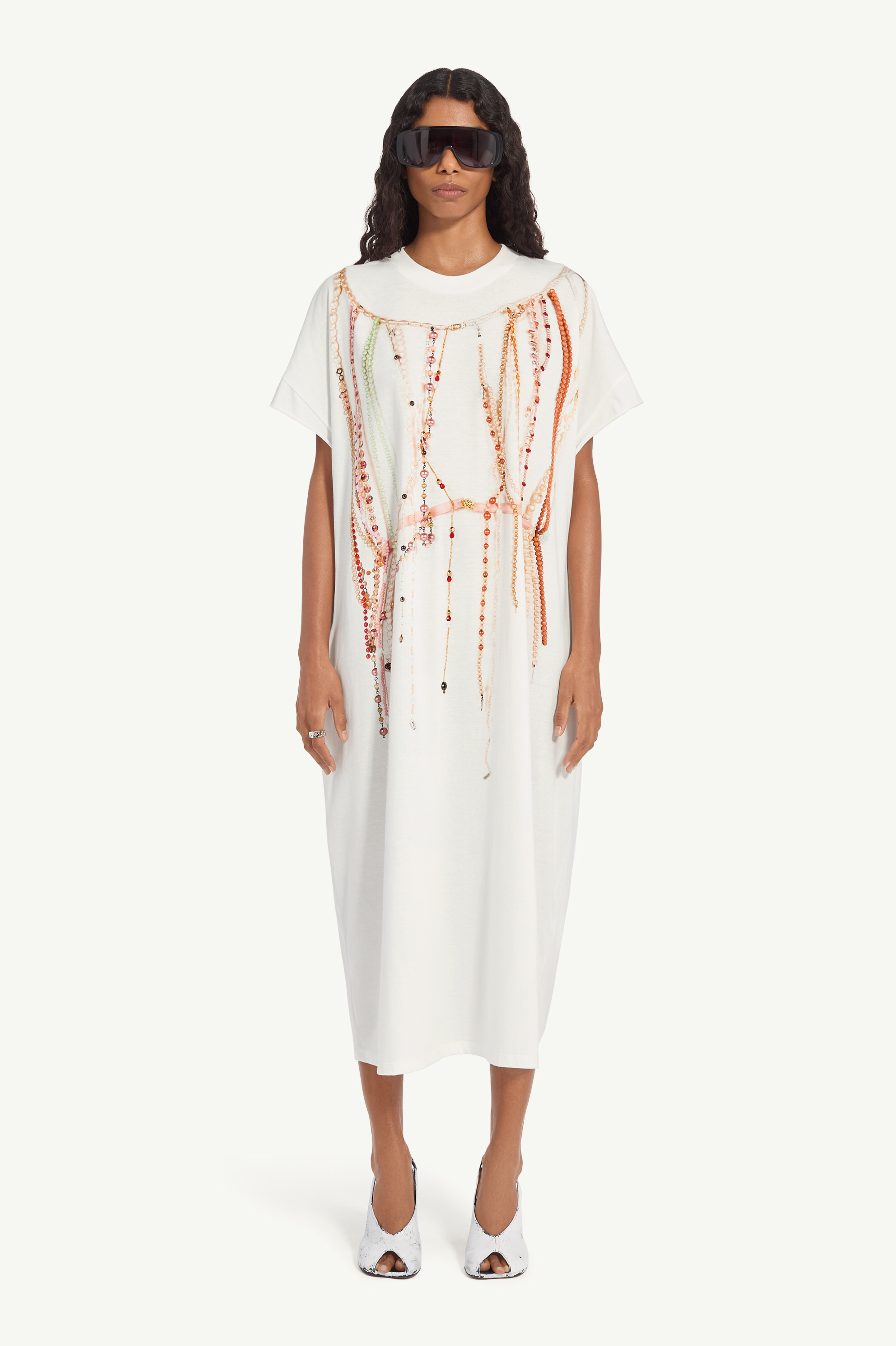 Robe en jersey &agrave; perles