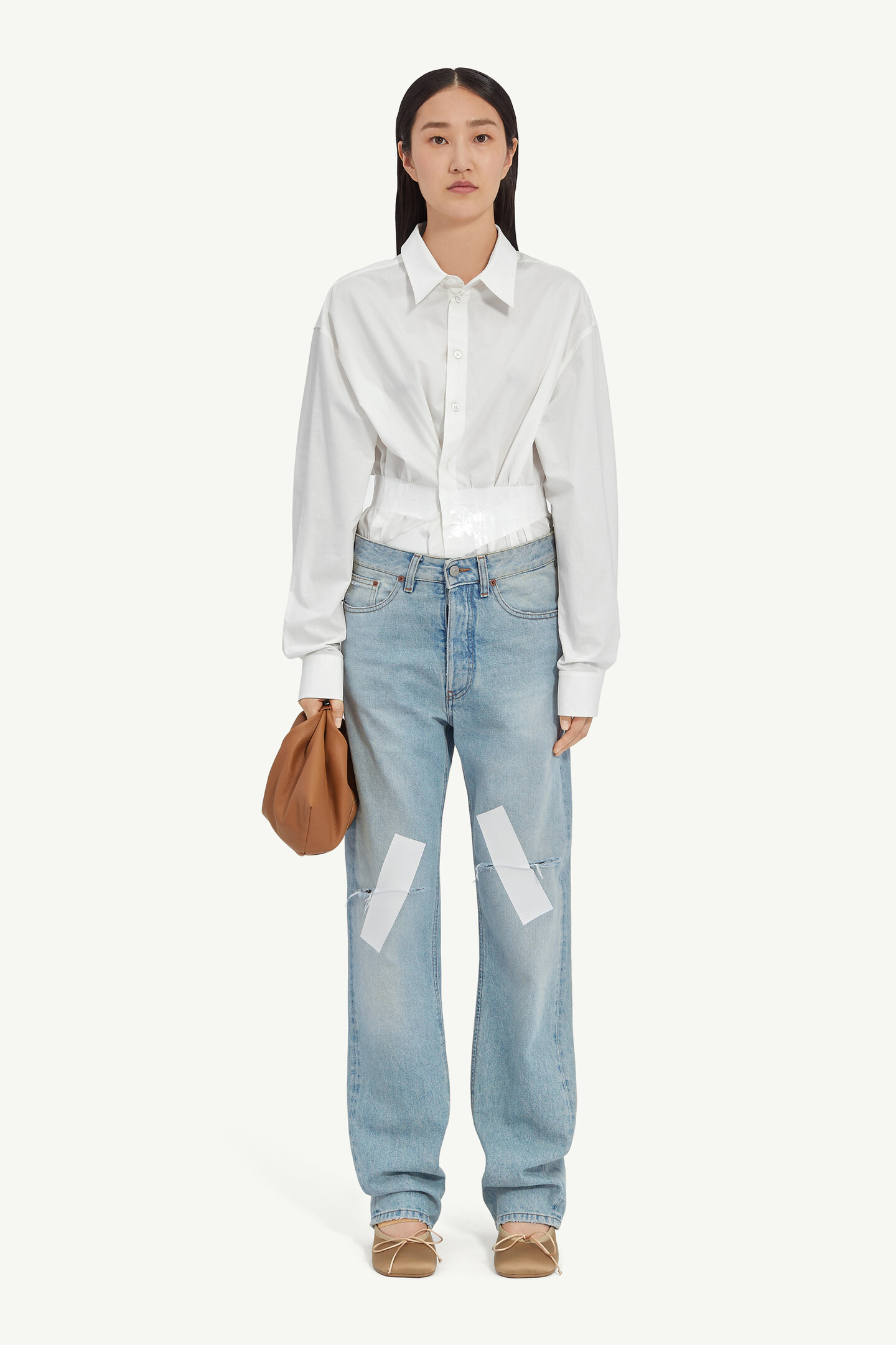 Blue High-waisted Straight-leg Taped Jeans | Maison Margiela