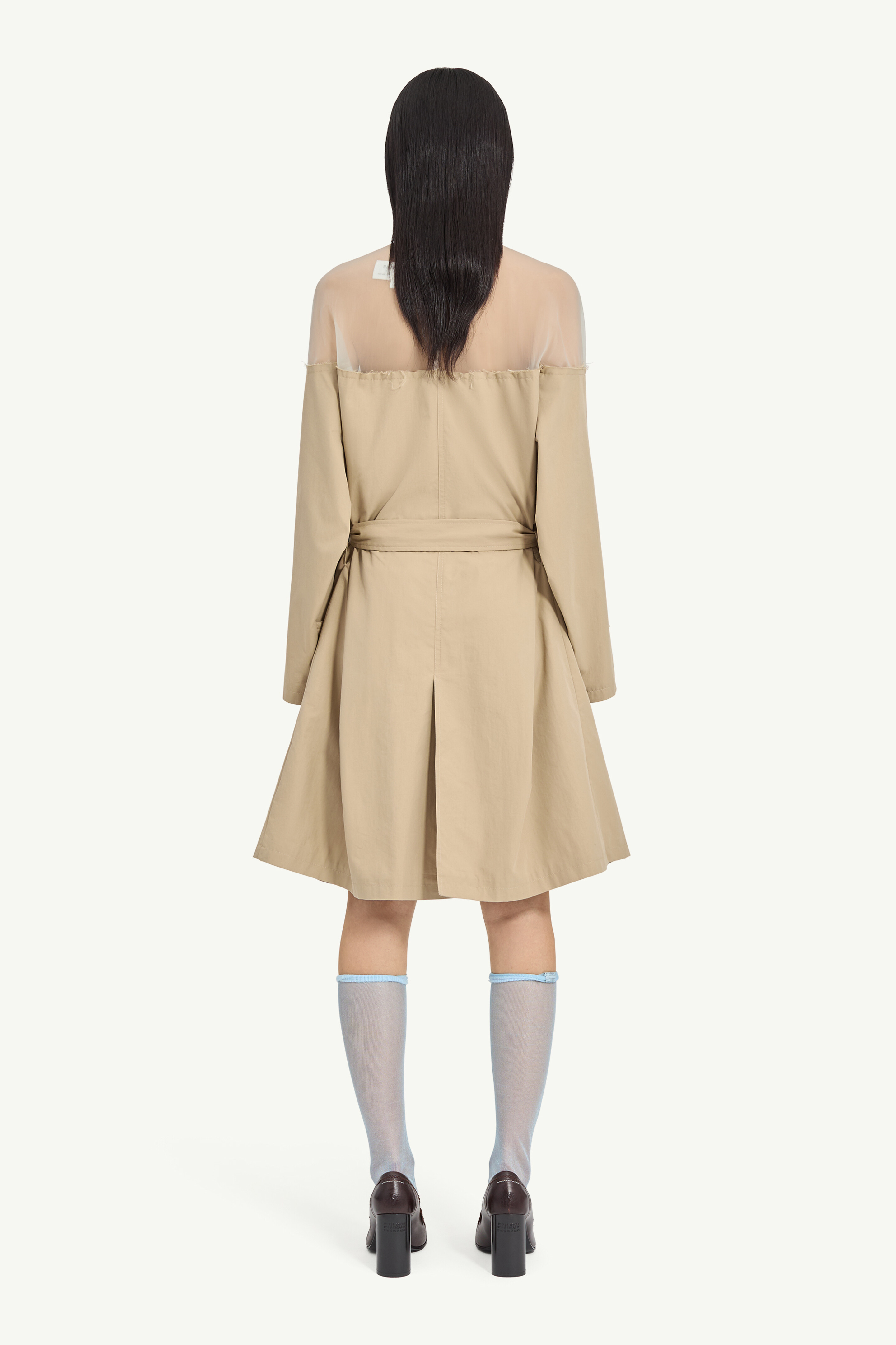 Brown High-Cut Cotton Trench Dress | MM6 Official