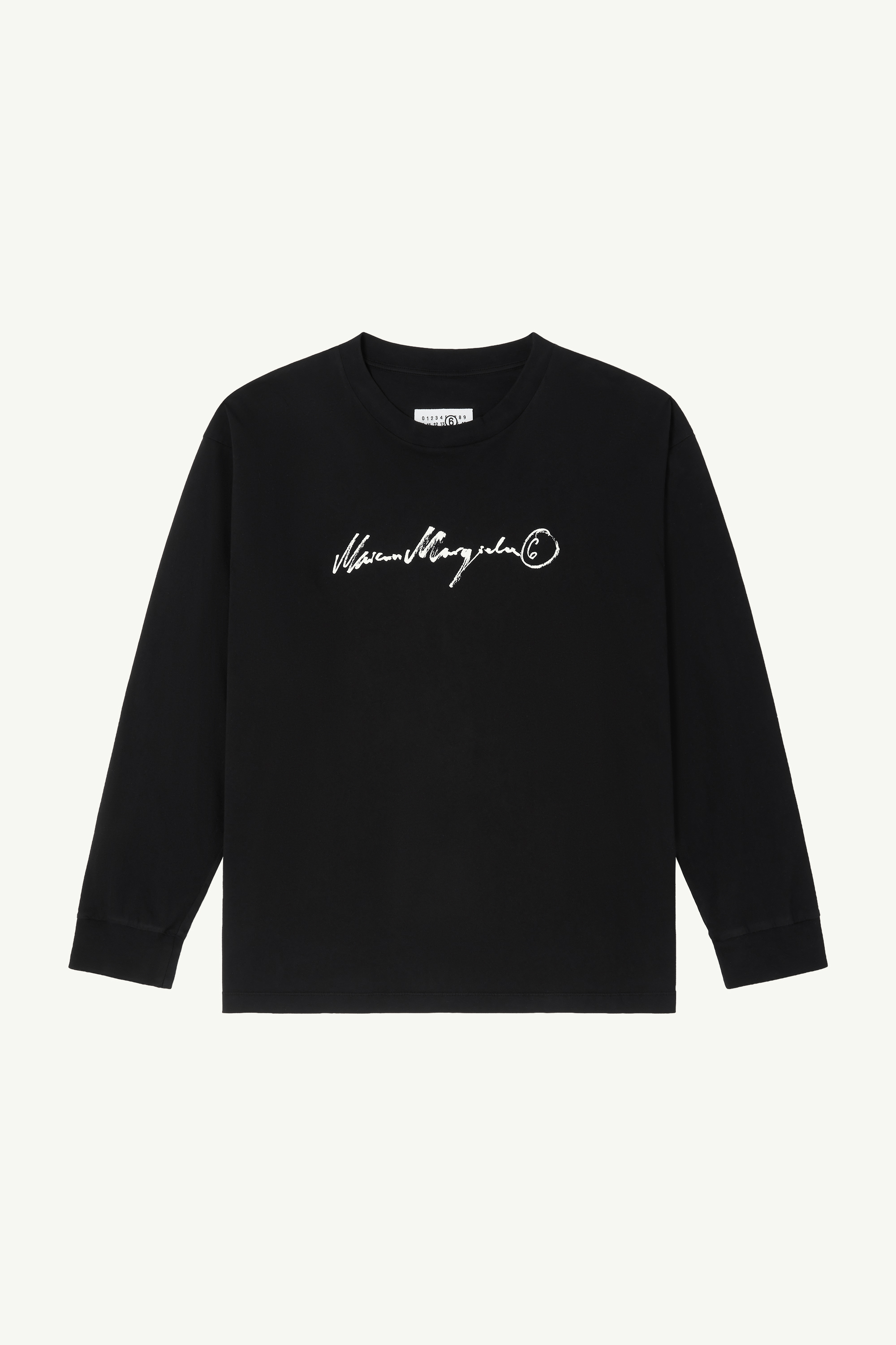 Black Long-sleeve overdyed handwritten-print T-shirt | MM6 Official