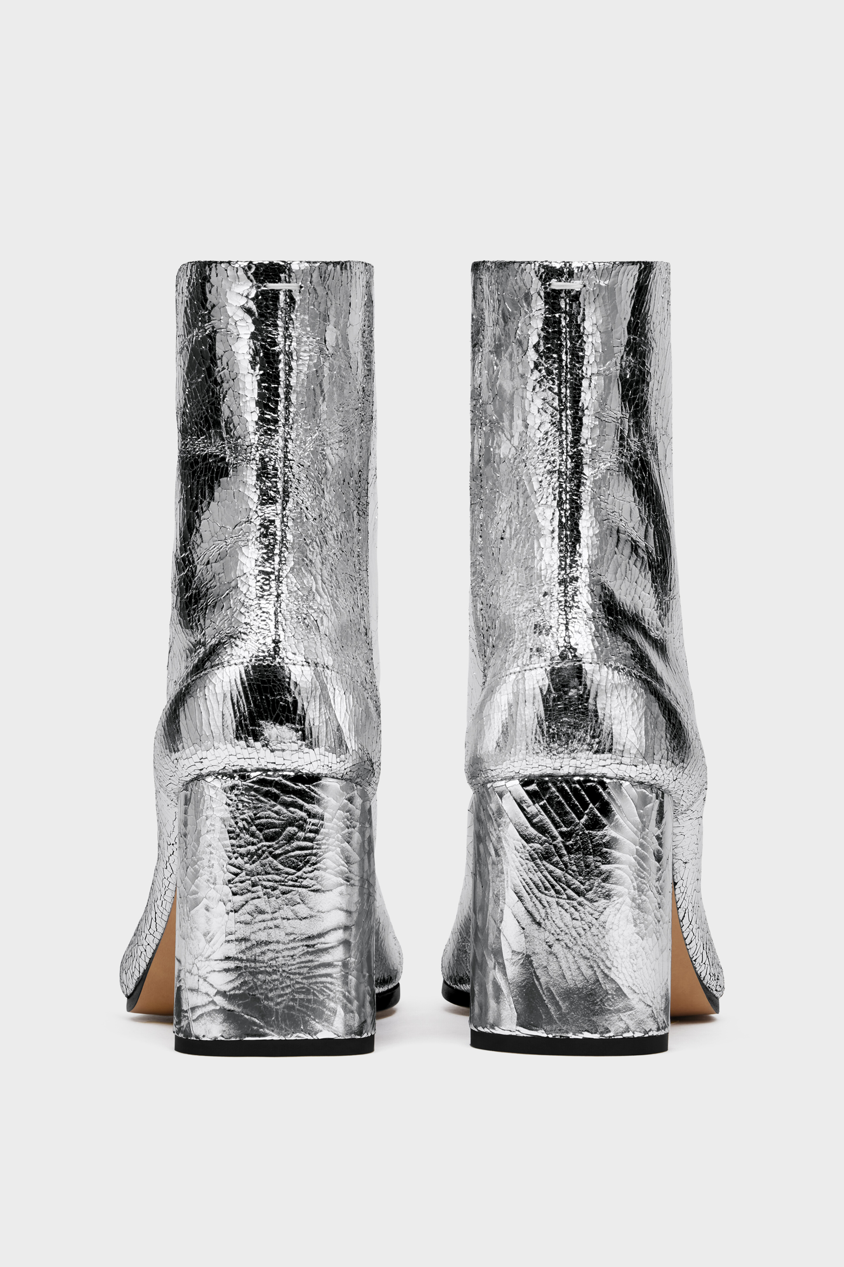 Tabi Mirror Boots Silver with Block Heel | Maison Margiela