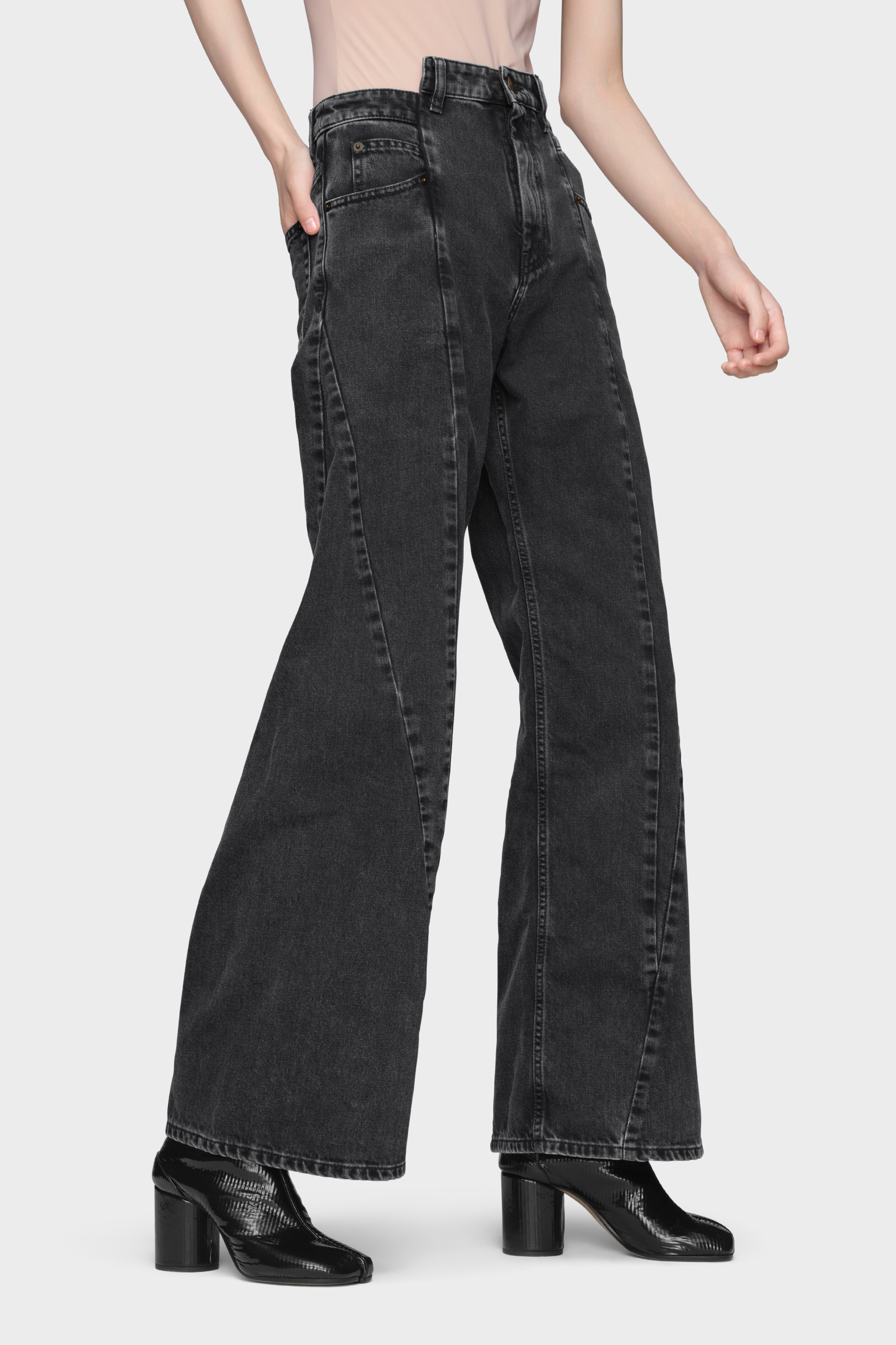 SPLICED DENIM TROUSERS