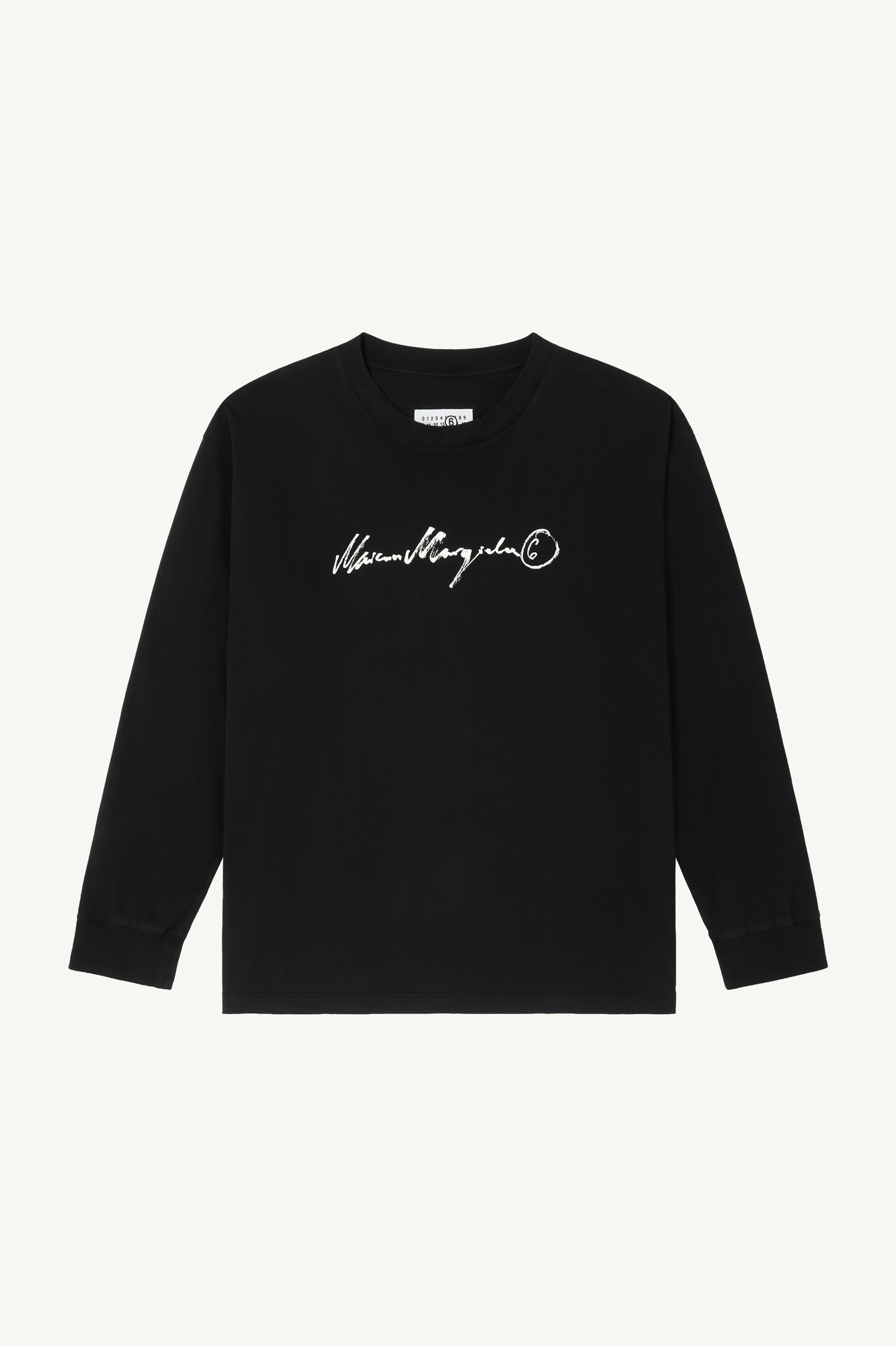 Black Long-sleeve overdyed handwritten-print T-shirt | MM6 Official