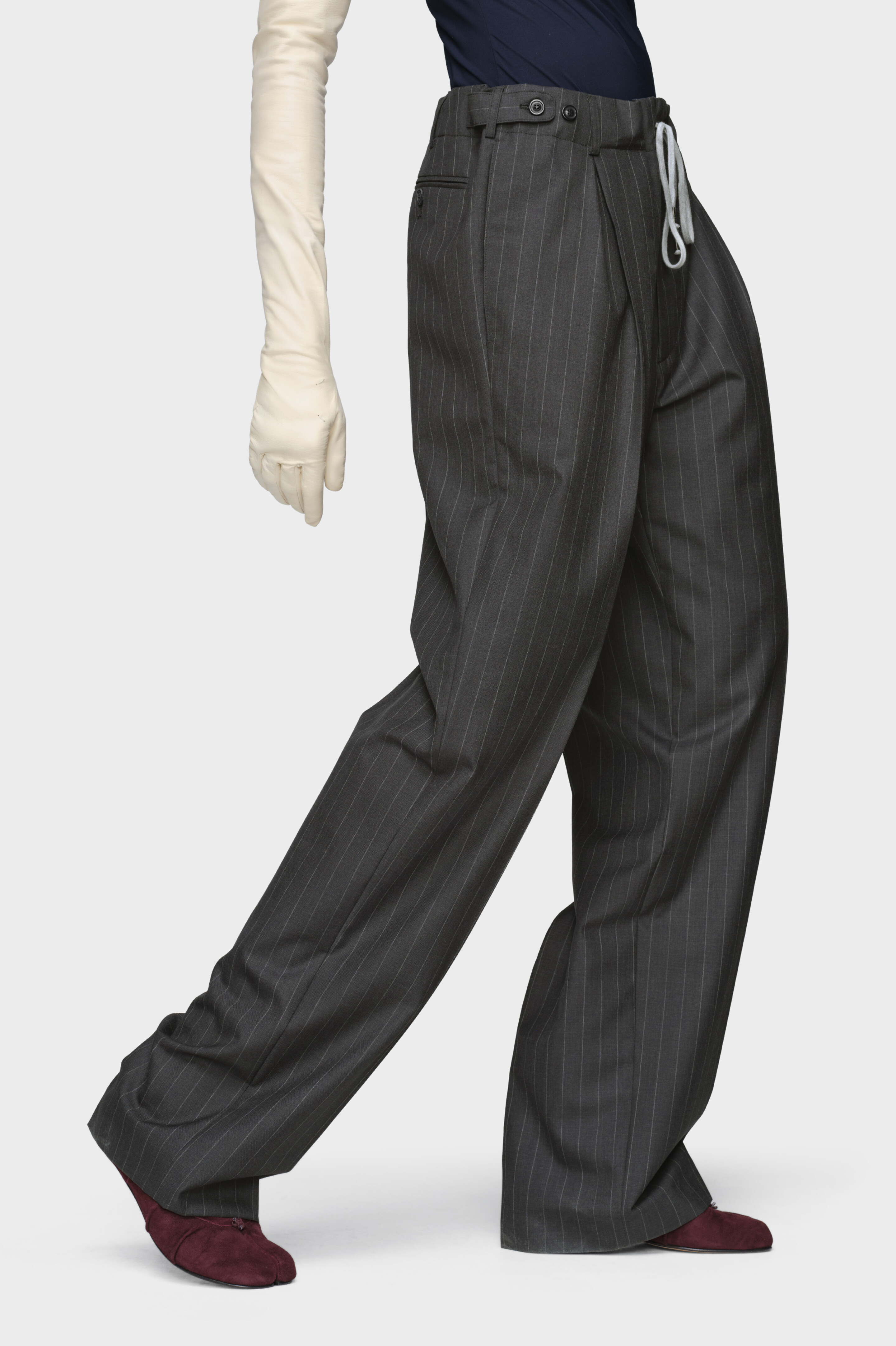 Pinstripe Wool Drawstring Trousers Pinstripe Wool Drawstring Trousers