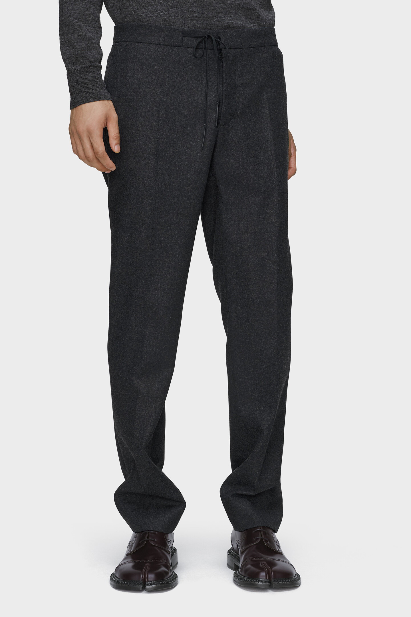 Dark grey Drawstring wool trousers | Maison Margiela Official