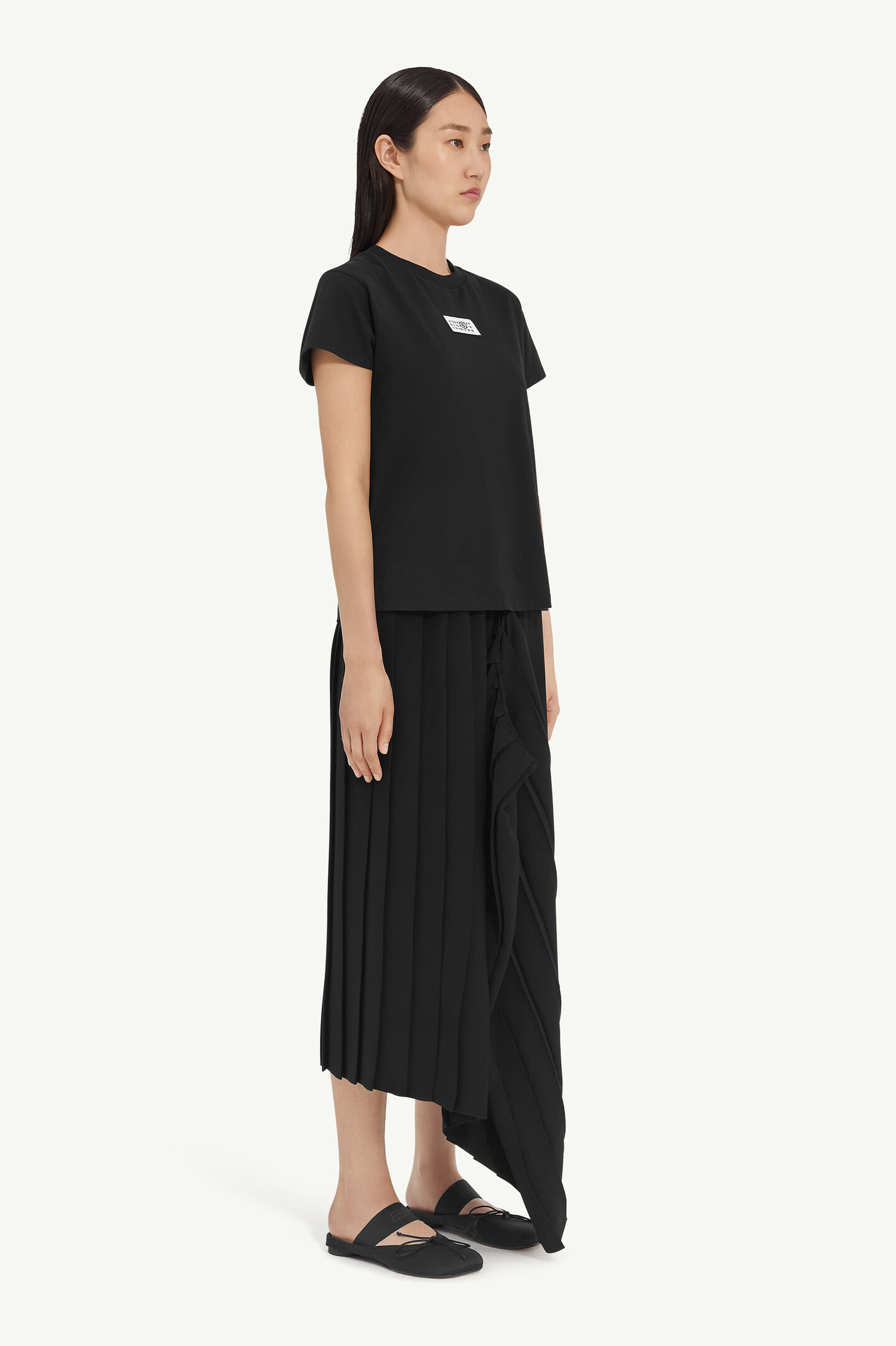 Black Cotton Cropped Crewneck T-Shirt | Maison Margiela
