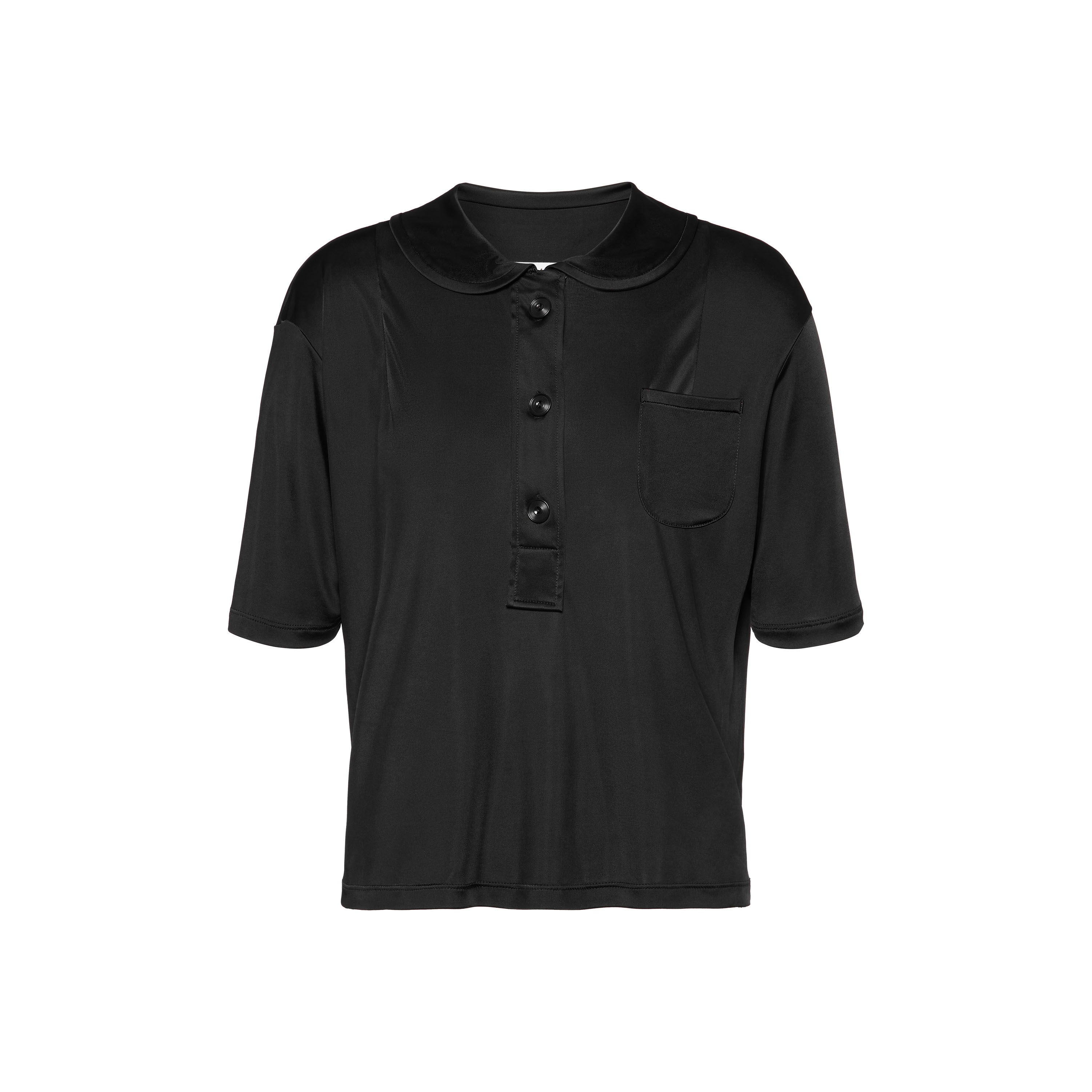 Women's Black Viscose Polo Shirt | Maison Margiela