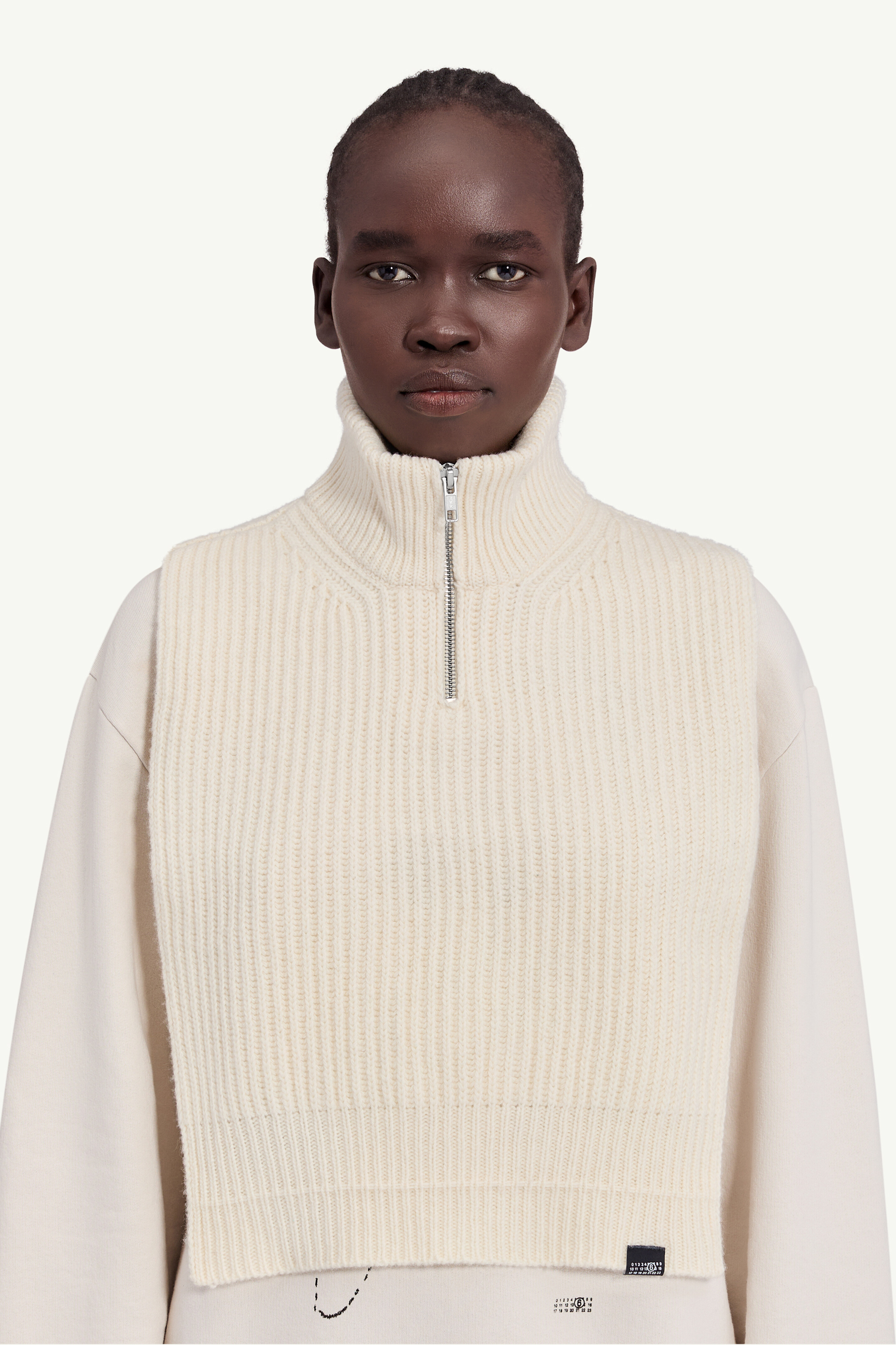 White Wool Sweater Vest | MM6 Official