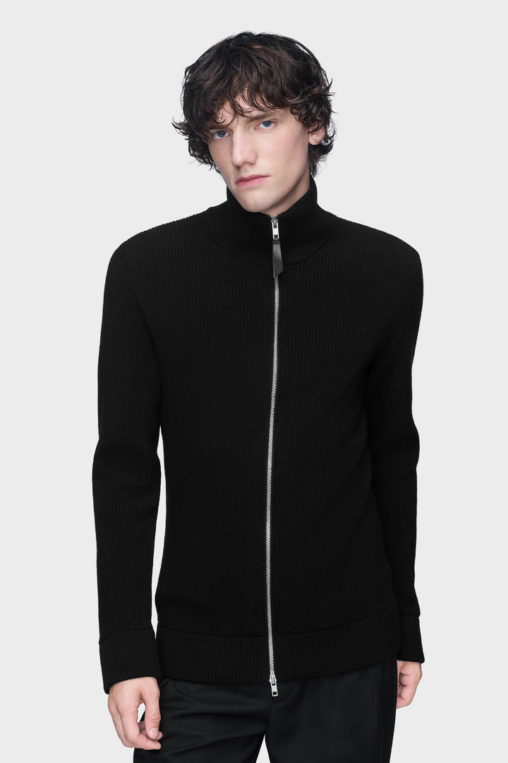 Black Knit zip-up cardigan | Maison Margiela Official