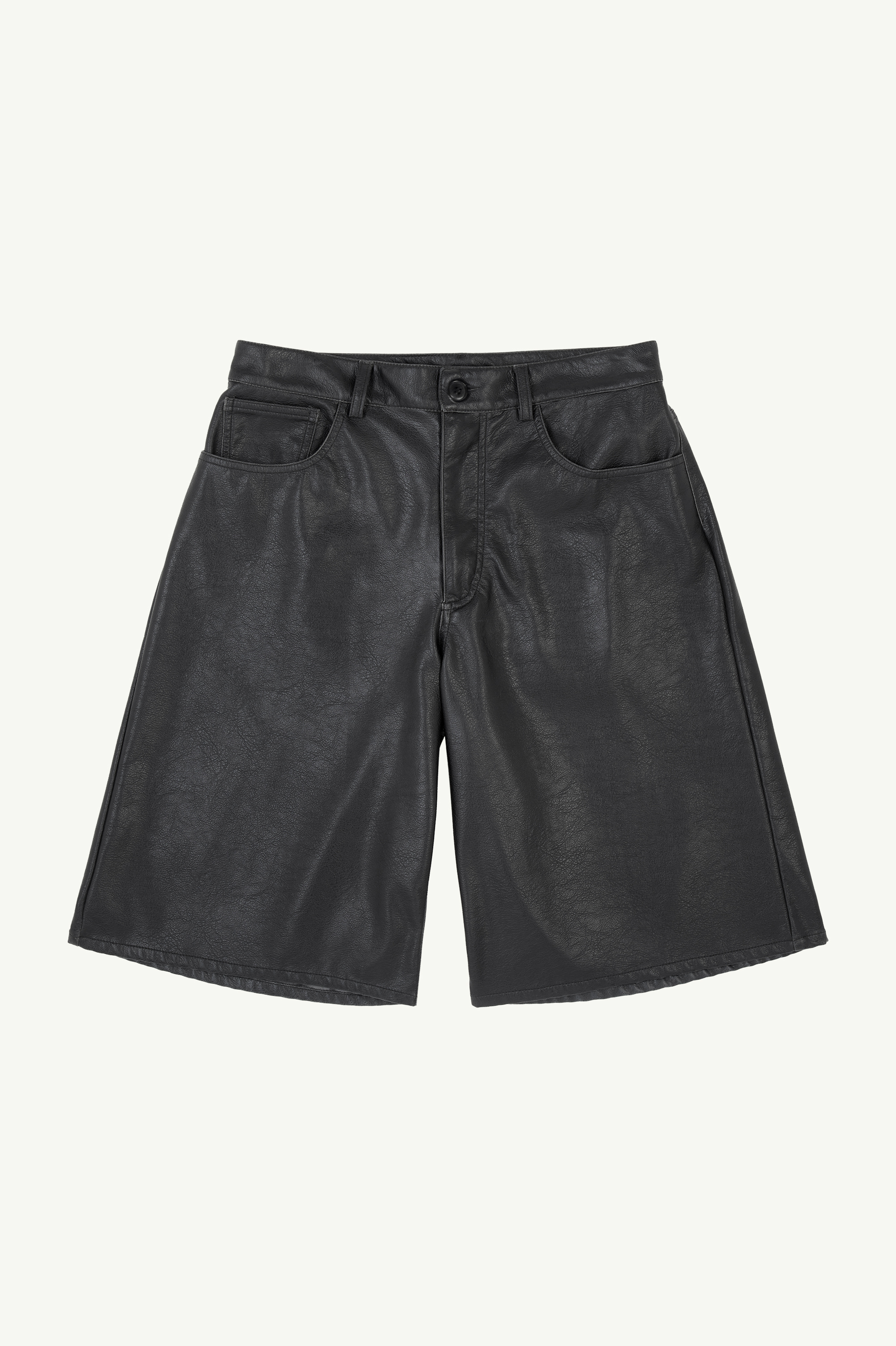 Black Faux leather knee-length shorts | MM6 Official