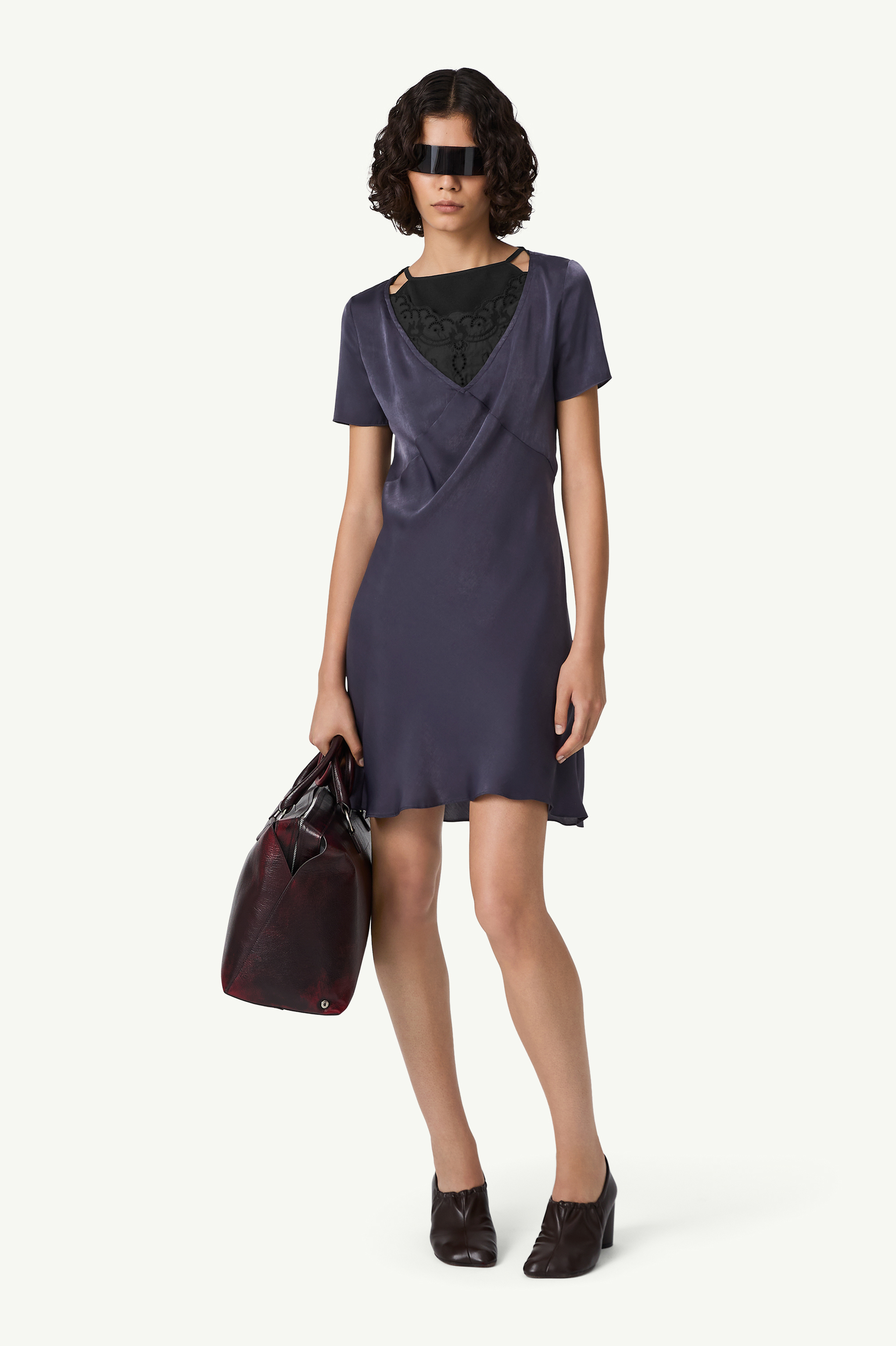 Double layer lining-look slip dress