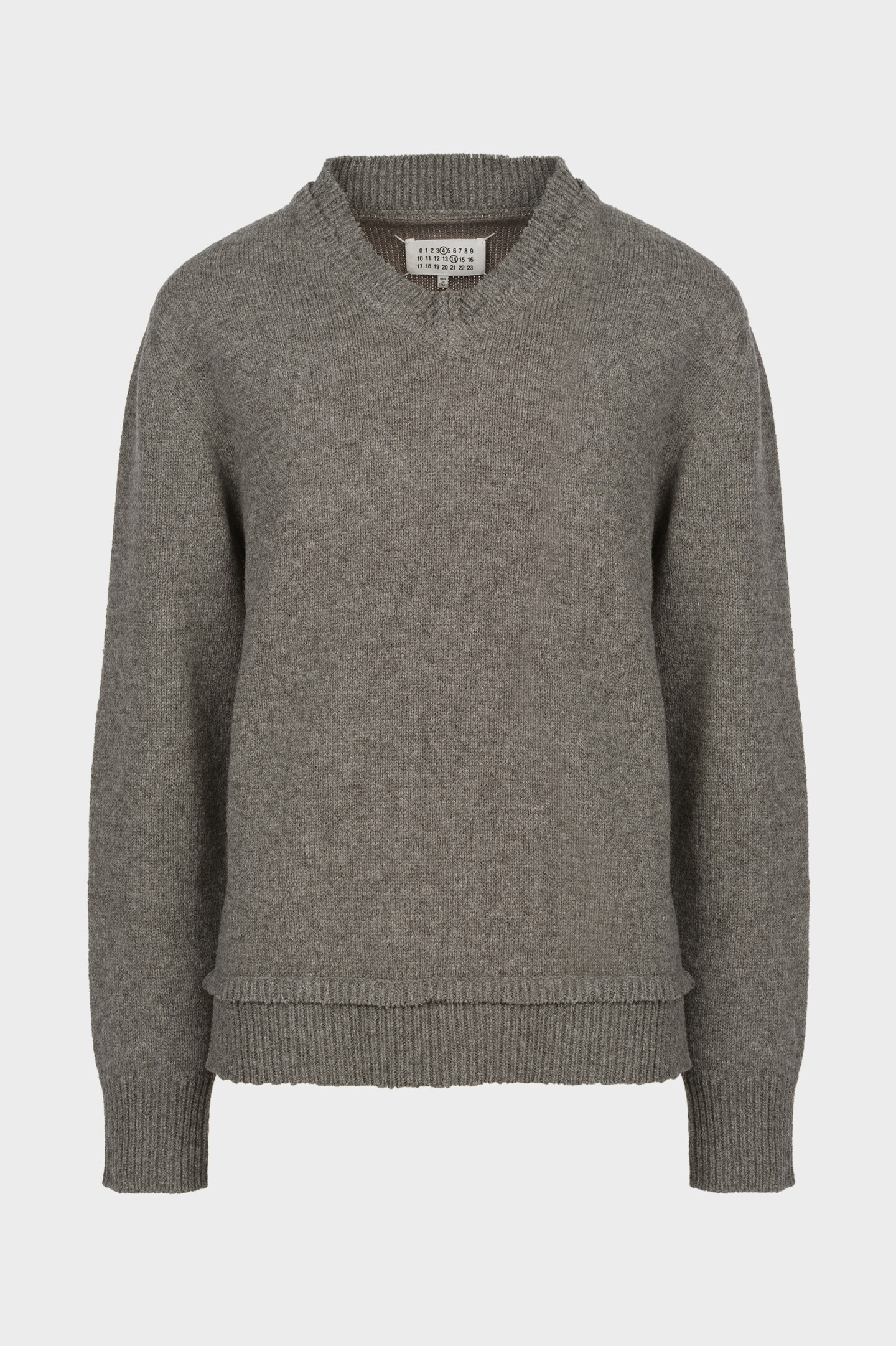 トップス MAISON MARGIELA ELBOW PATCH V-NECK KNIT Grey Elbow Patch Sweater | Maison Margiela Official