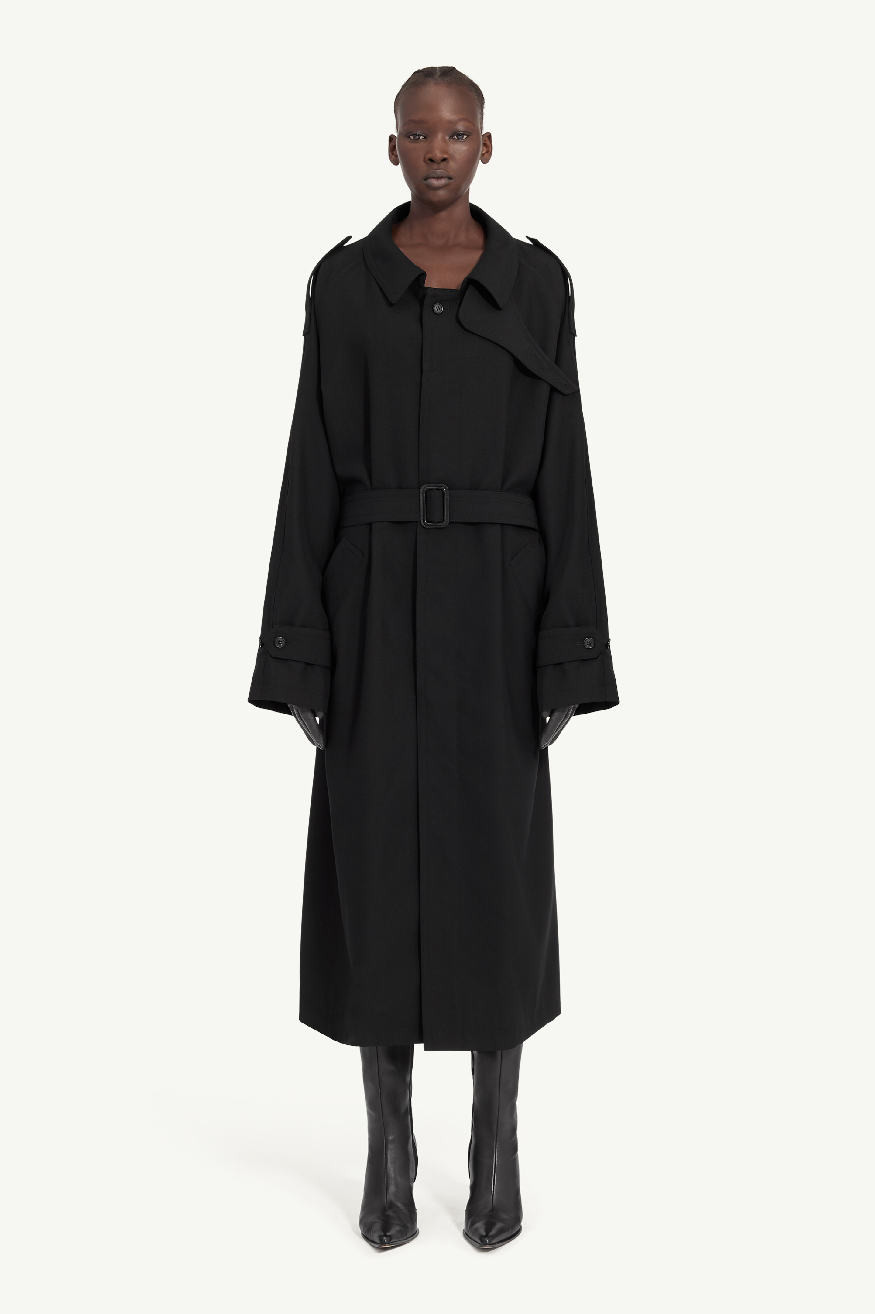 ベルテッド ウールトレンチコート