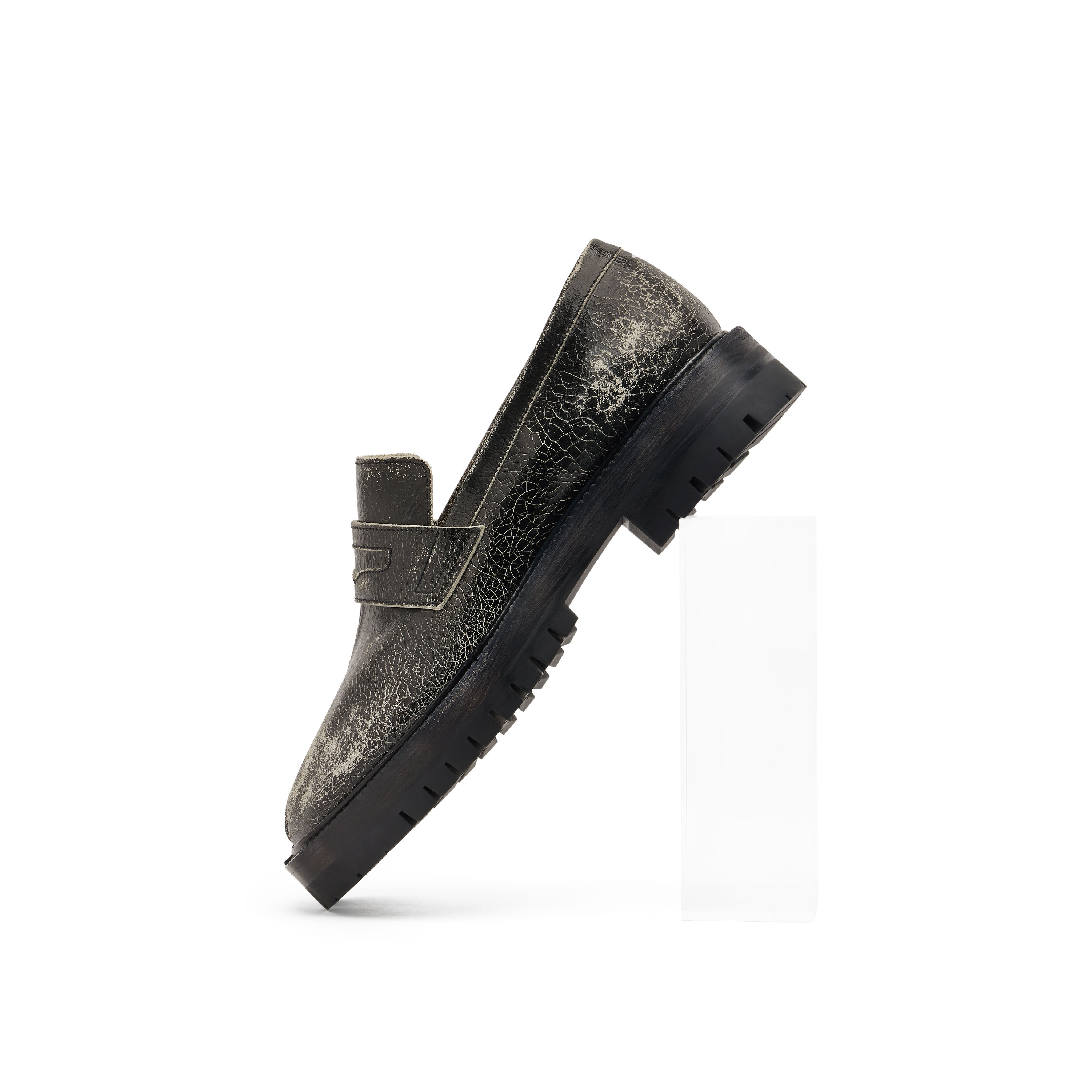 Women's Black Leather Tabi County Loafer | Maison Margiela