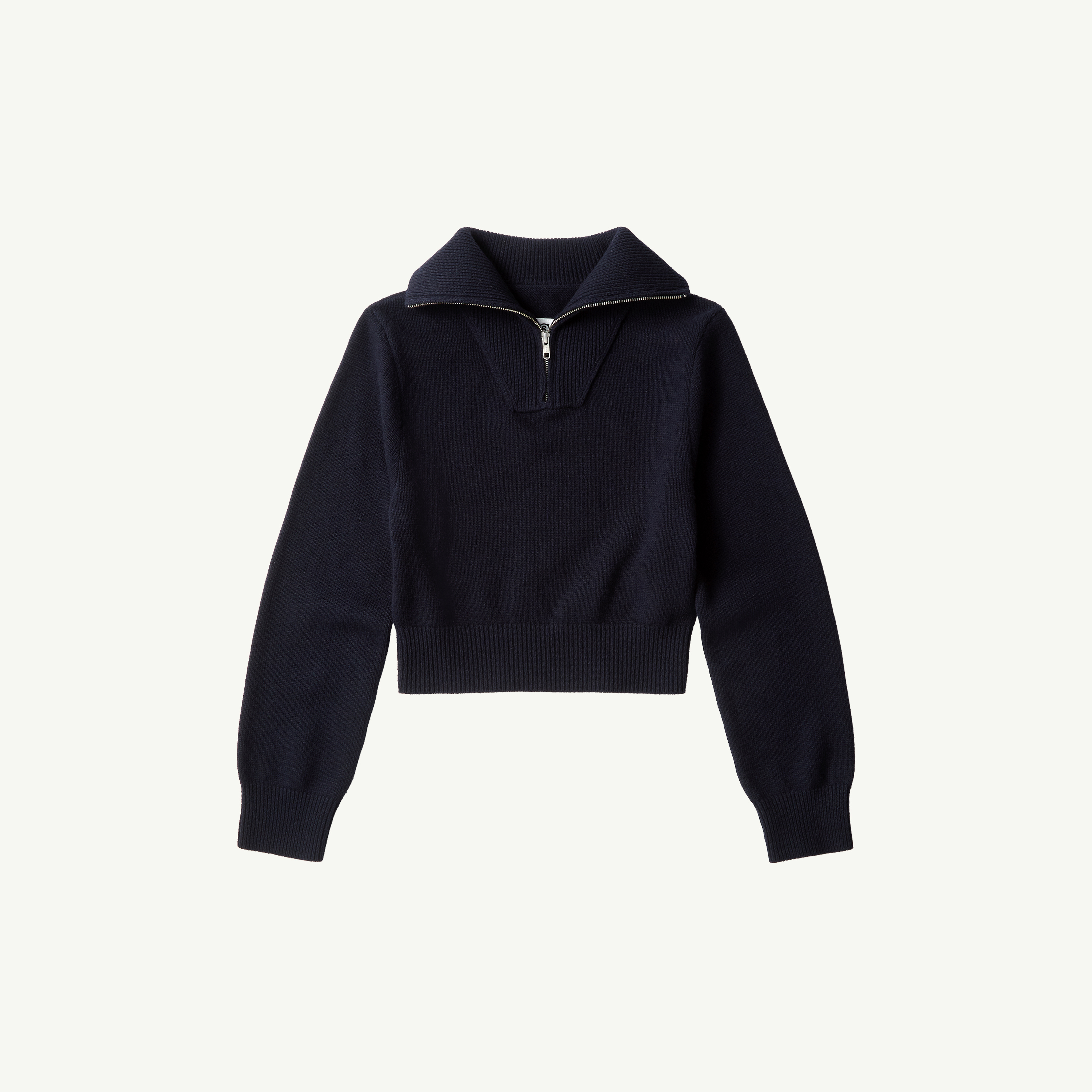 Blue Half-zip cropped knit top | MM6 Official