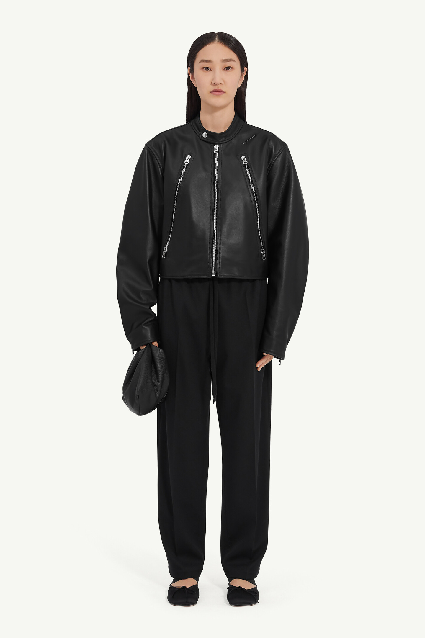 Black Leather Buttoned Twist Jacket | Maison Margiela