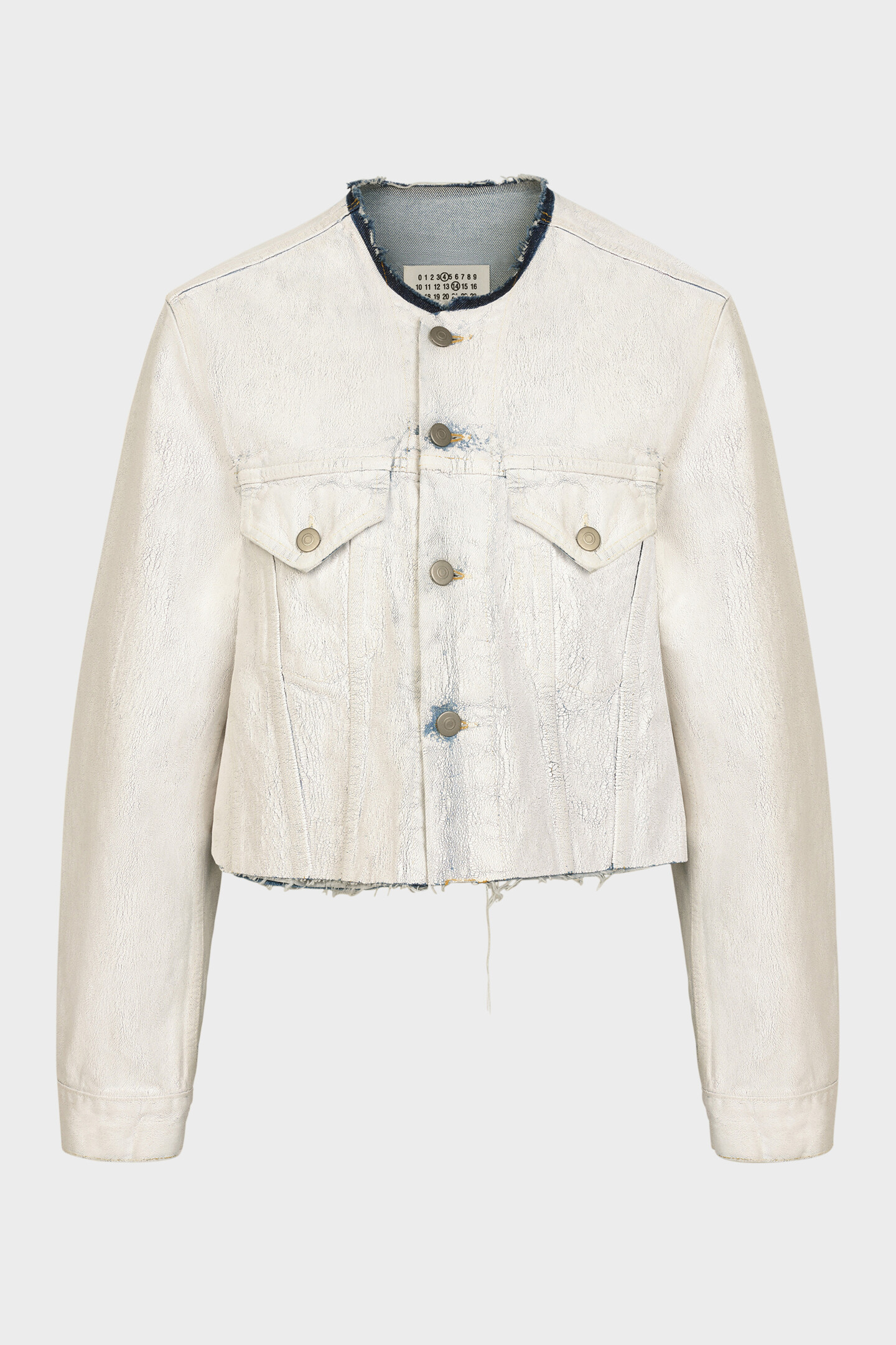 White Cropped Collarless Denim Jacket | Maison Margiela Official