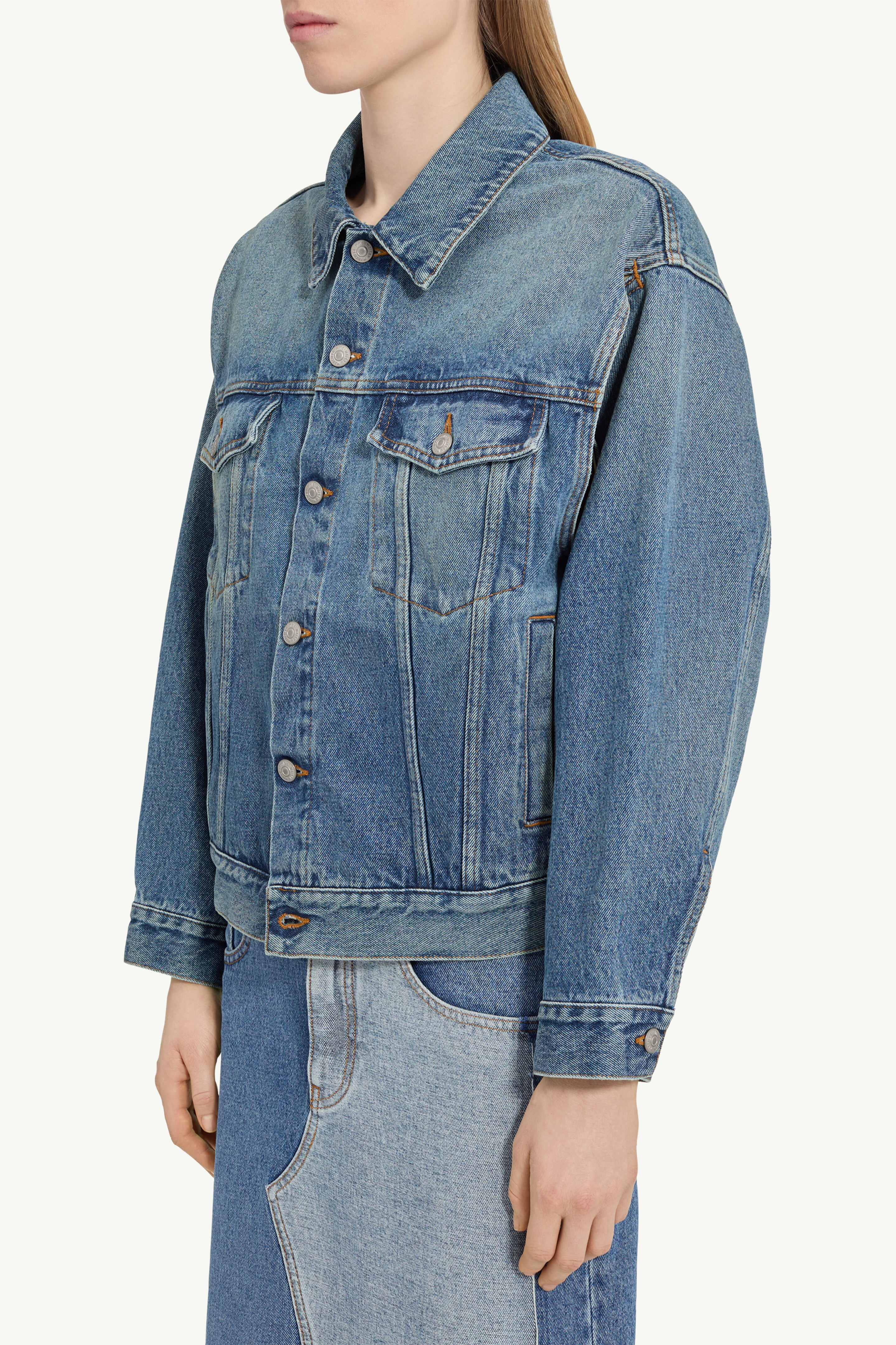 Women's Denim Jacket with Structured Shoulders | MM6