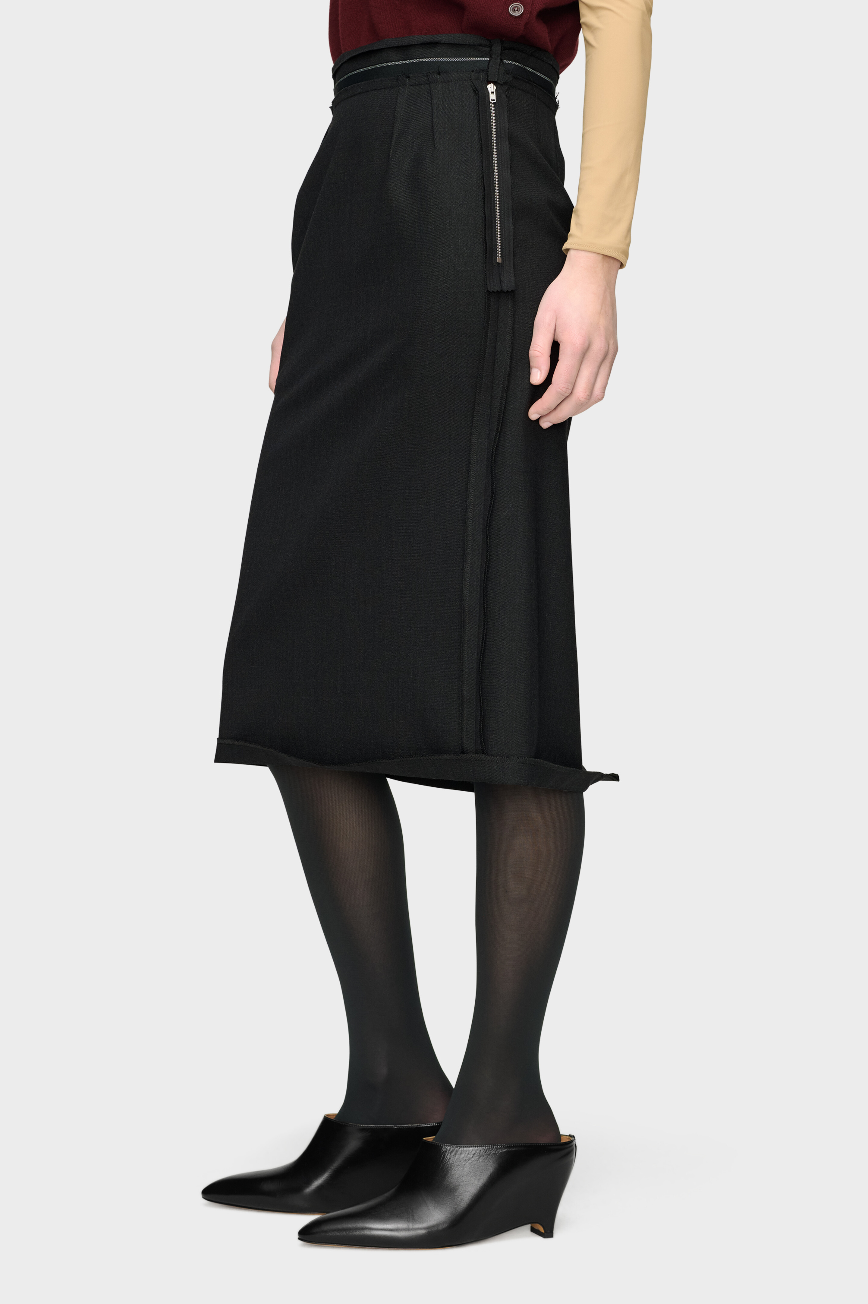 Reversed Midi Skirt Charcoal | Maison Margiela Official