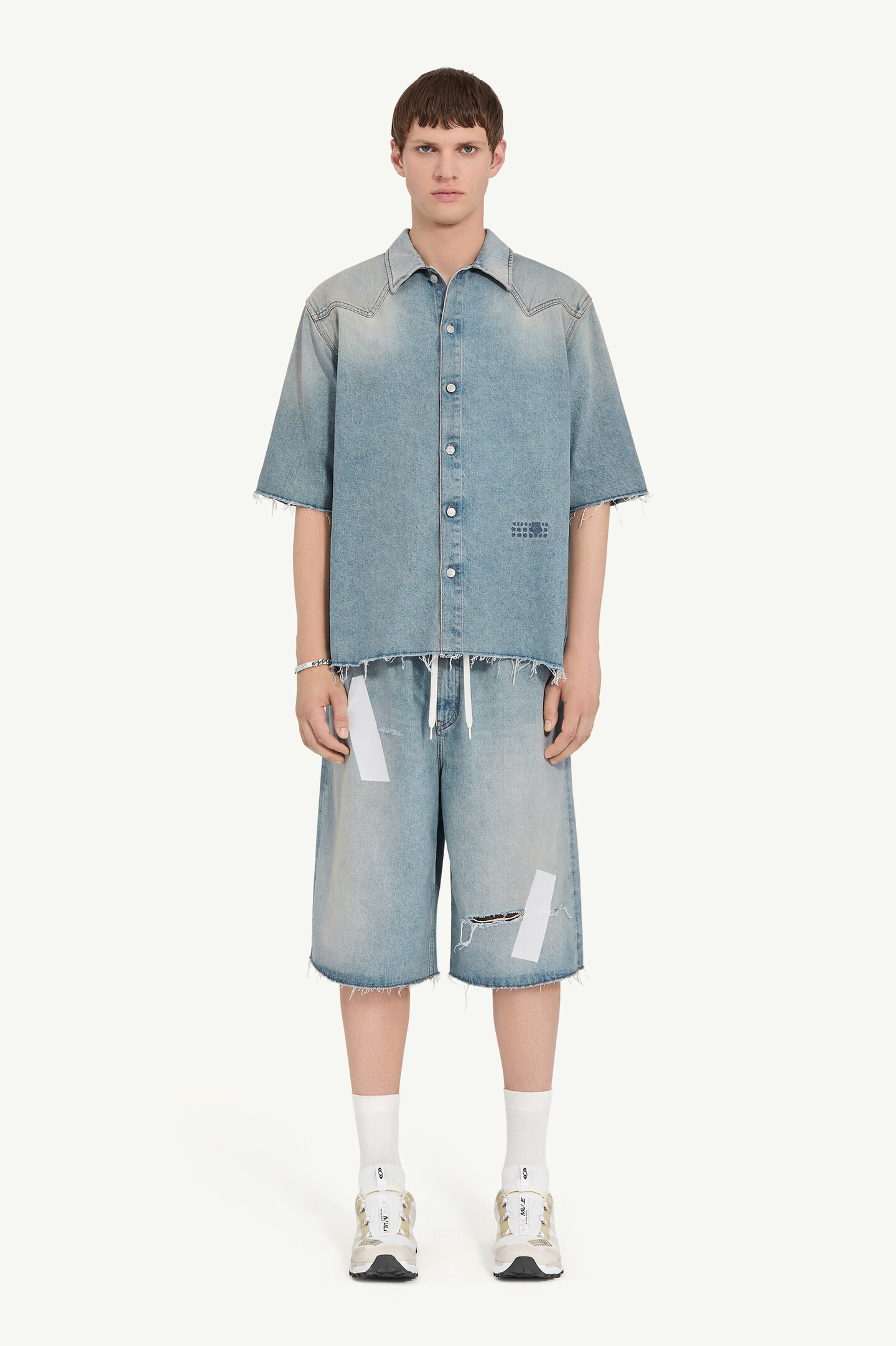 Blue Oversized Denim Short-sleeved Shirt | Maison Margiela