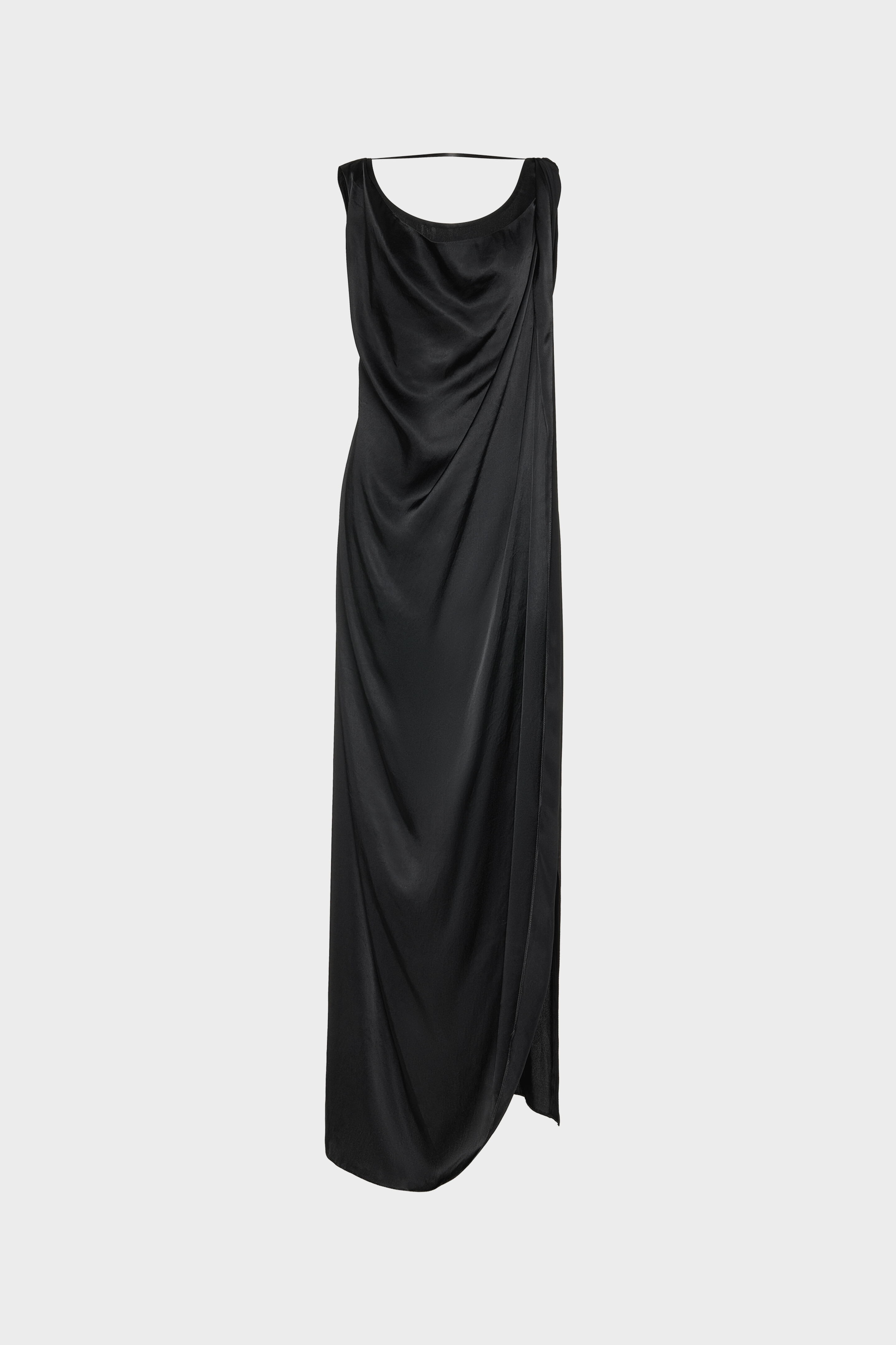 Satin Draped Maxi Dress