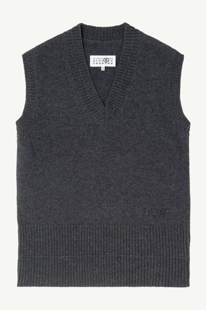 Gray Merino wool knitted gilet | MM6 Official