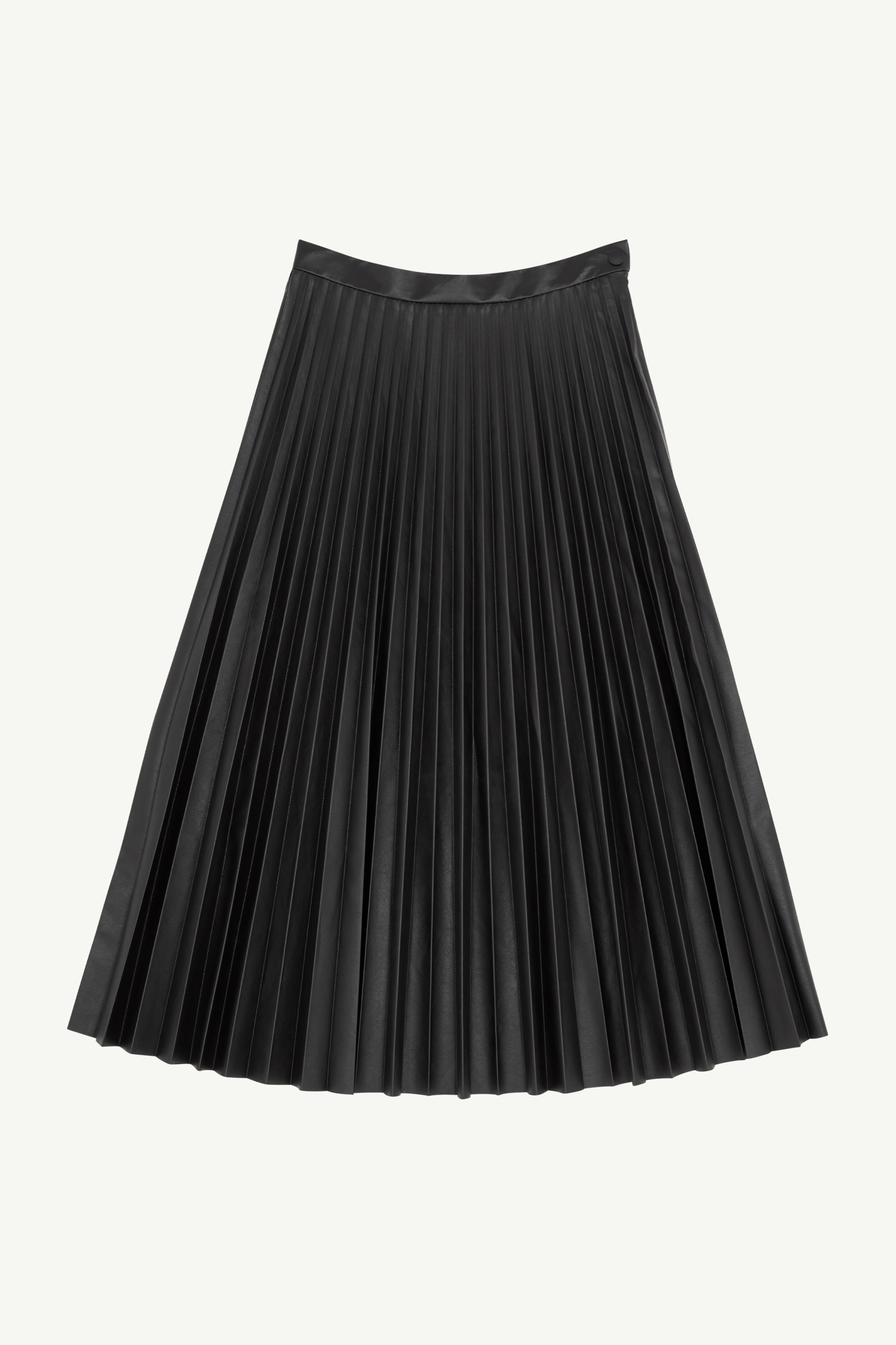 Black Pleated Faux Leather Midi Skirt | Maison Margiela