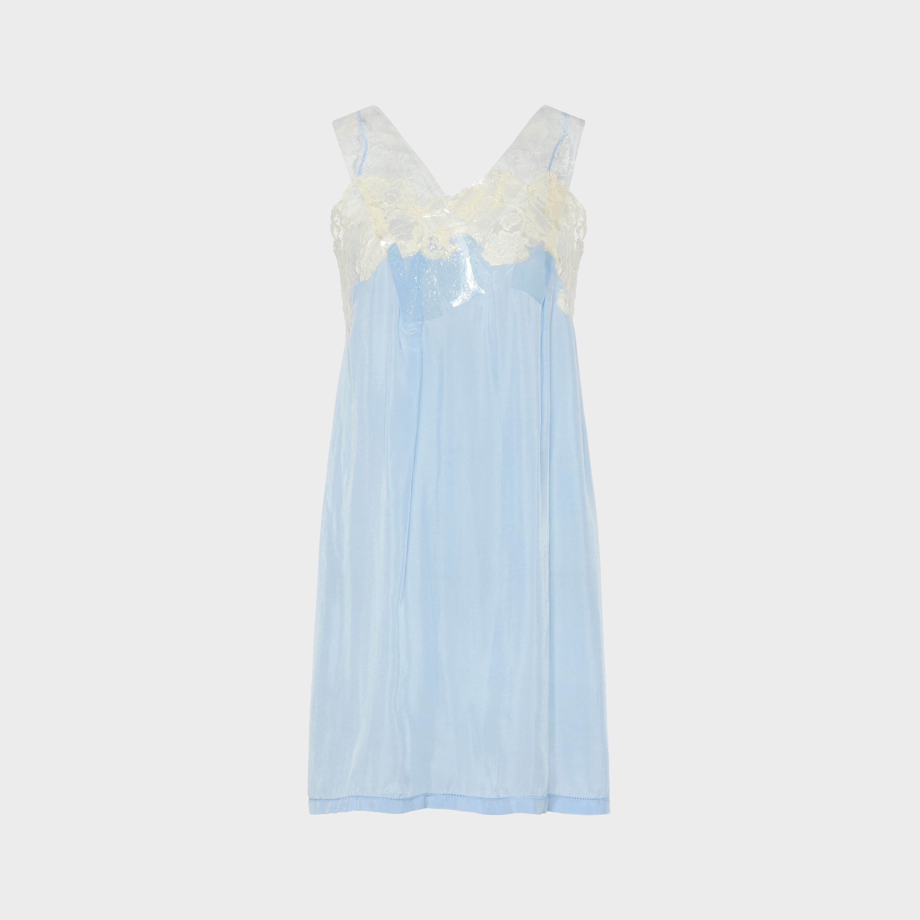 blue and white slip dress Maison Margiela, Taped Dress, Woman, Light Blue, Size: 38 Long sleeves wedding dress Carolina Herrera Embroidered Bow-Shoulder Color:Blue Denim(Pre-Sale 10-14days) 100% Silk