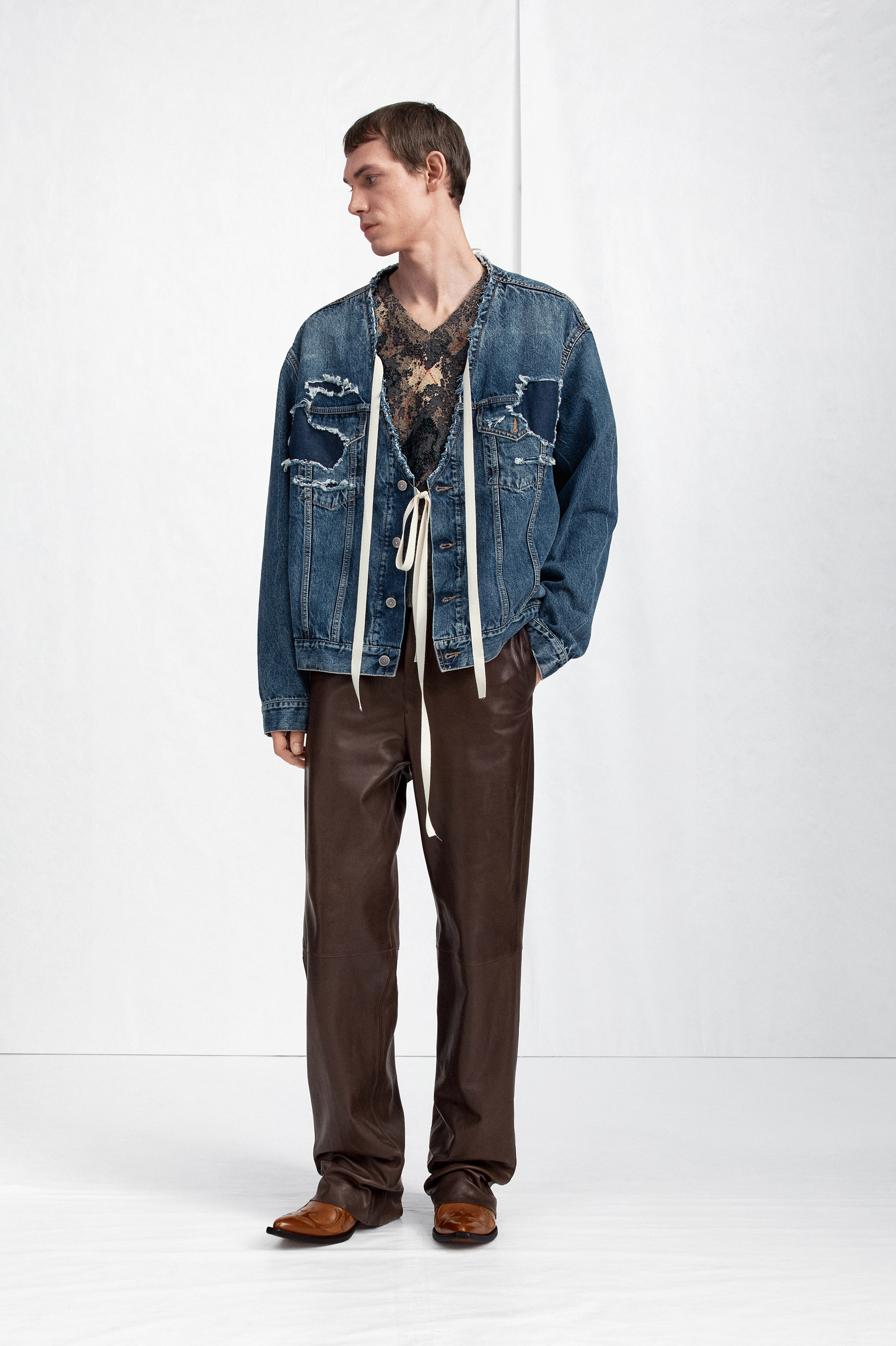 Distressed Assemblage Denim Jacket