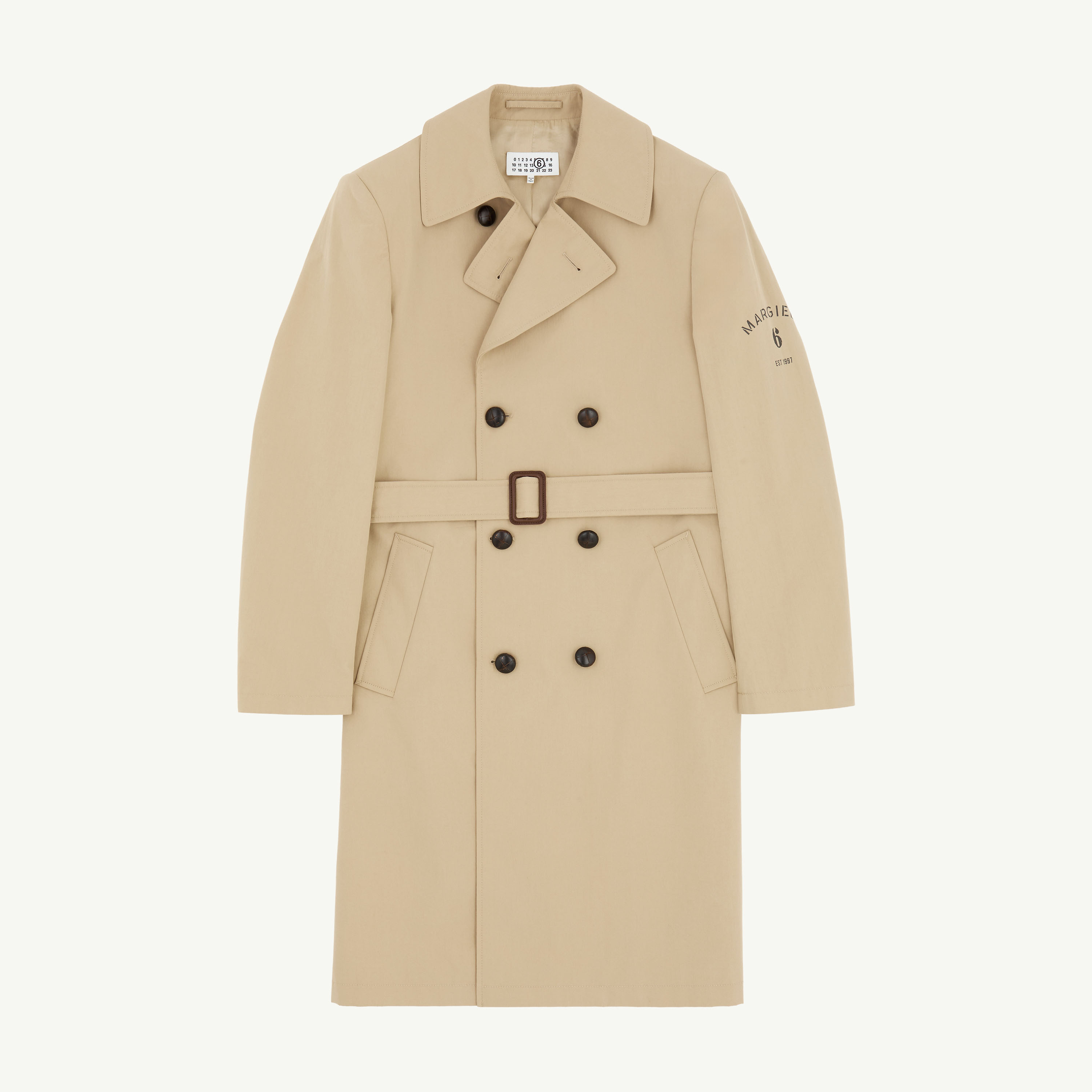 Brown Double-Breasted Belted Trench Coat | MM6 Official