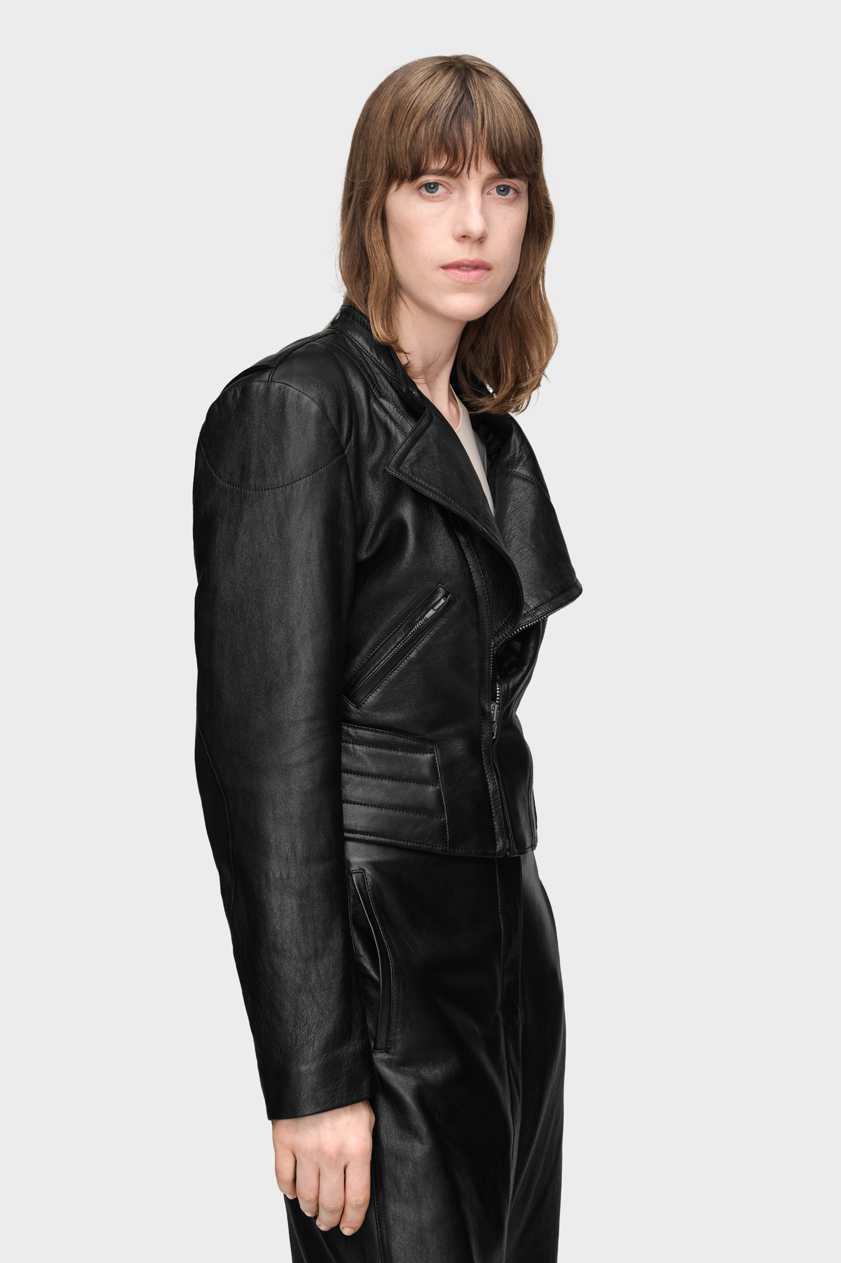 Folded Collar Leather Jacket