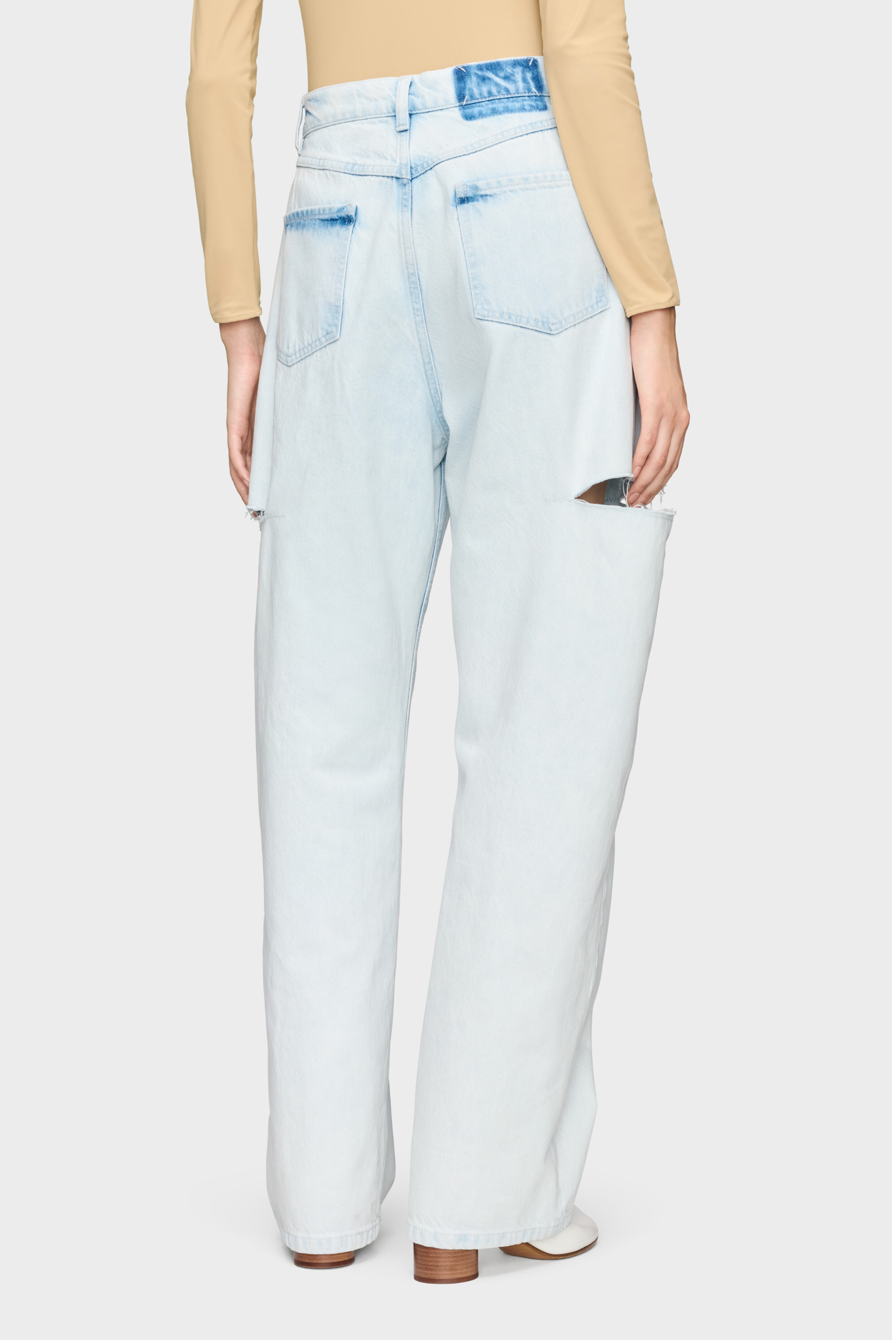 CUTOUT DENIM TROUSERS