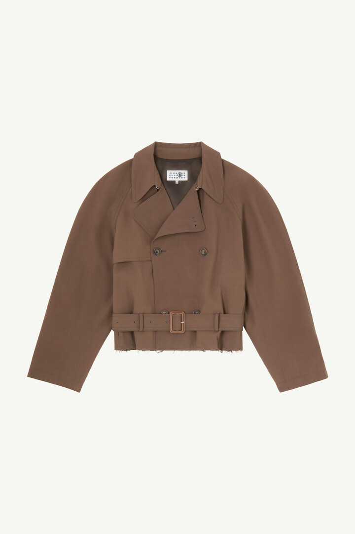 Brown Belted wool blend jacket | MM6 Official