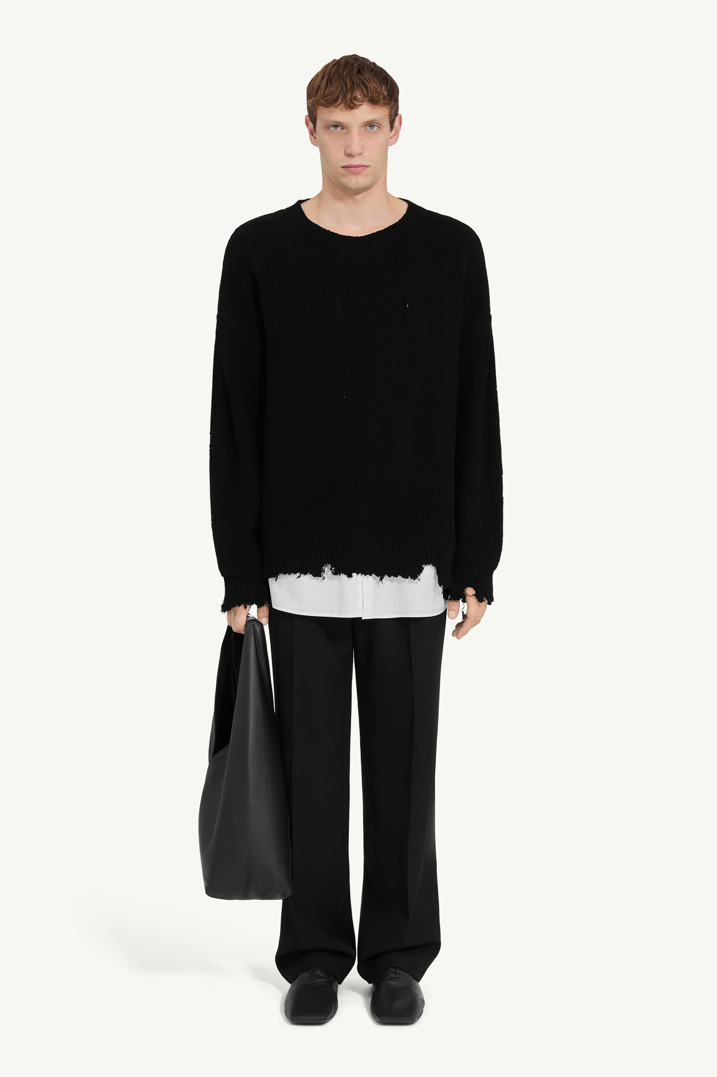 Black Distressed hem sweater | MM6 Official