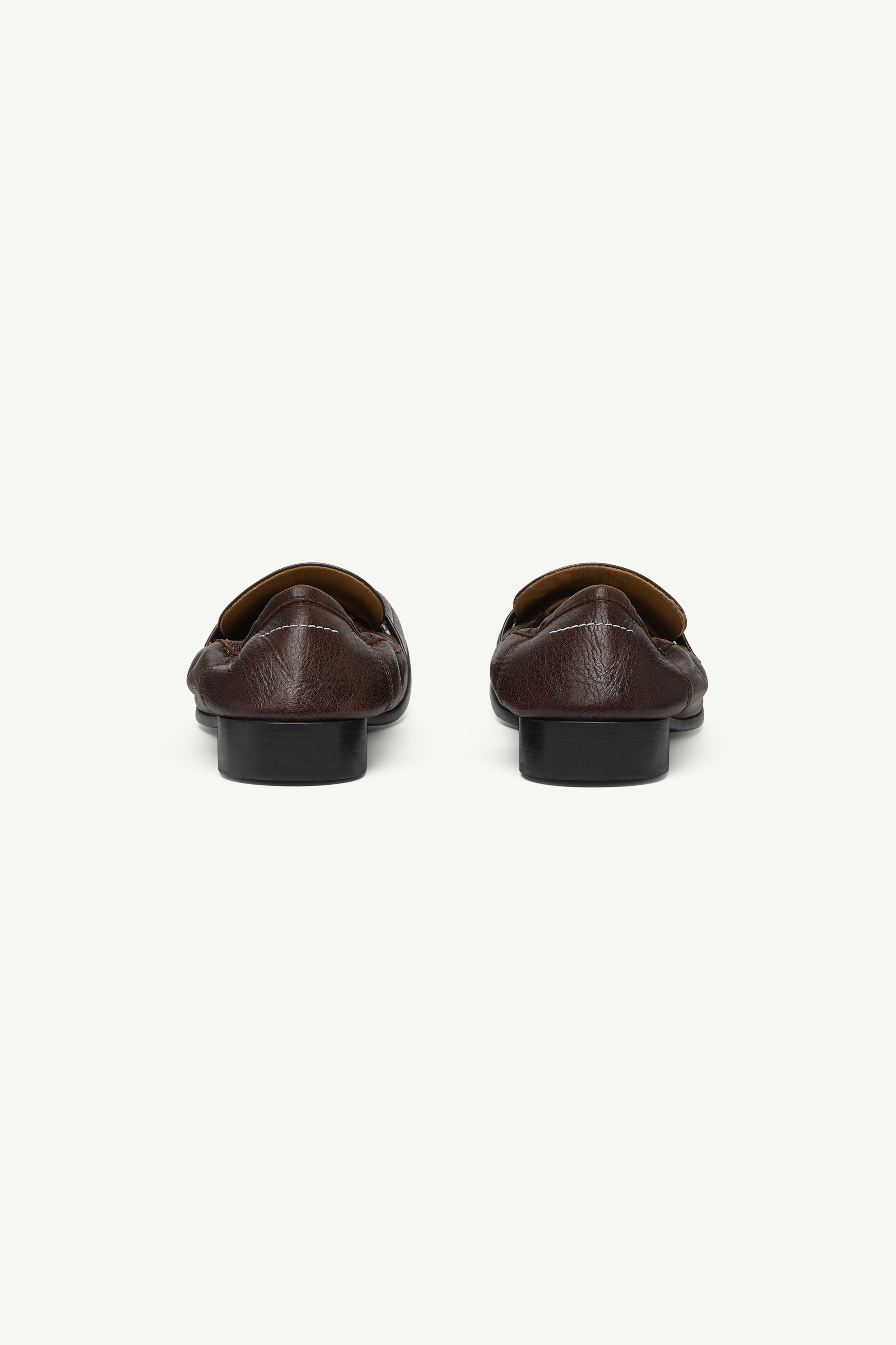 Brown Swing-toe leather loafers | MM6 Official