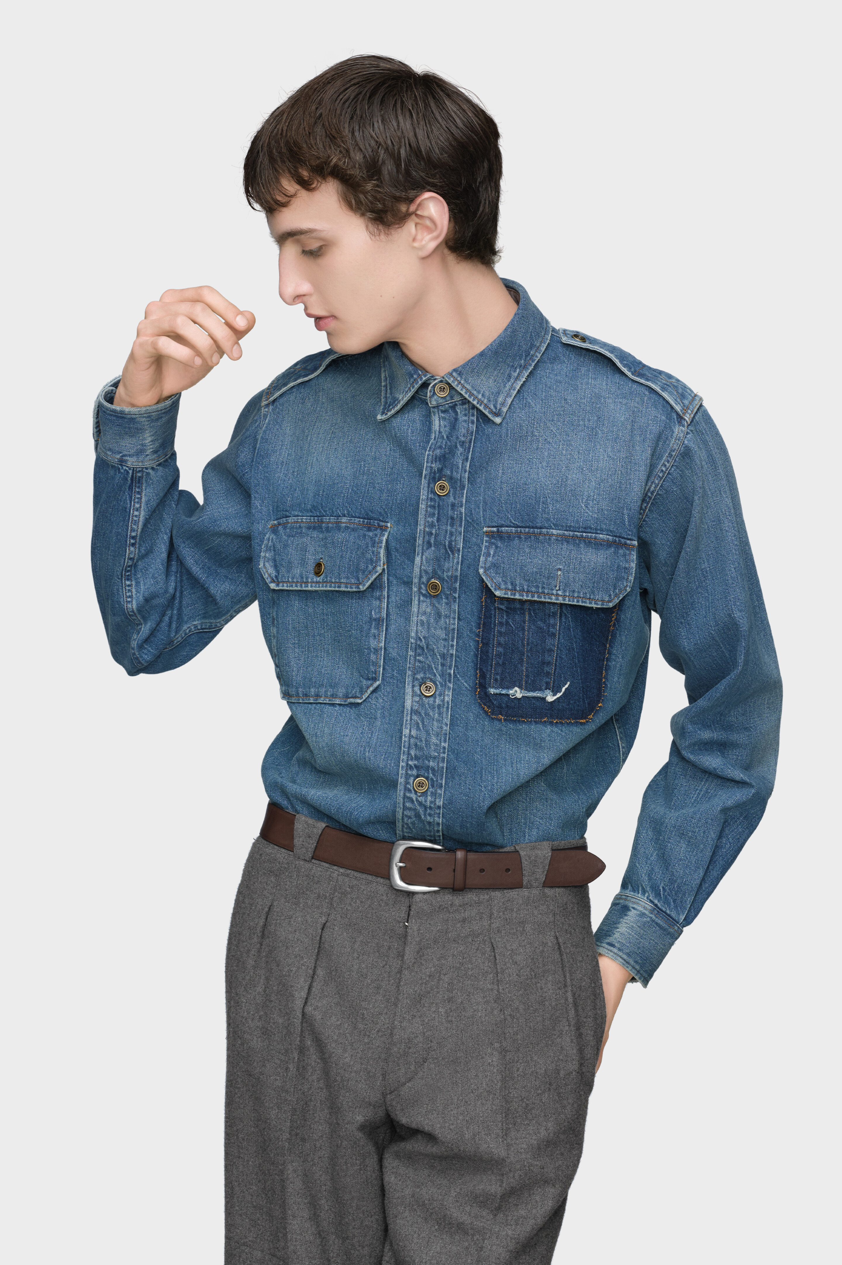 Men's Blue Cotton Denim Shirt | Maison Margiela