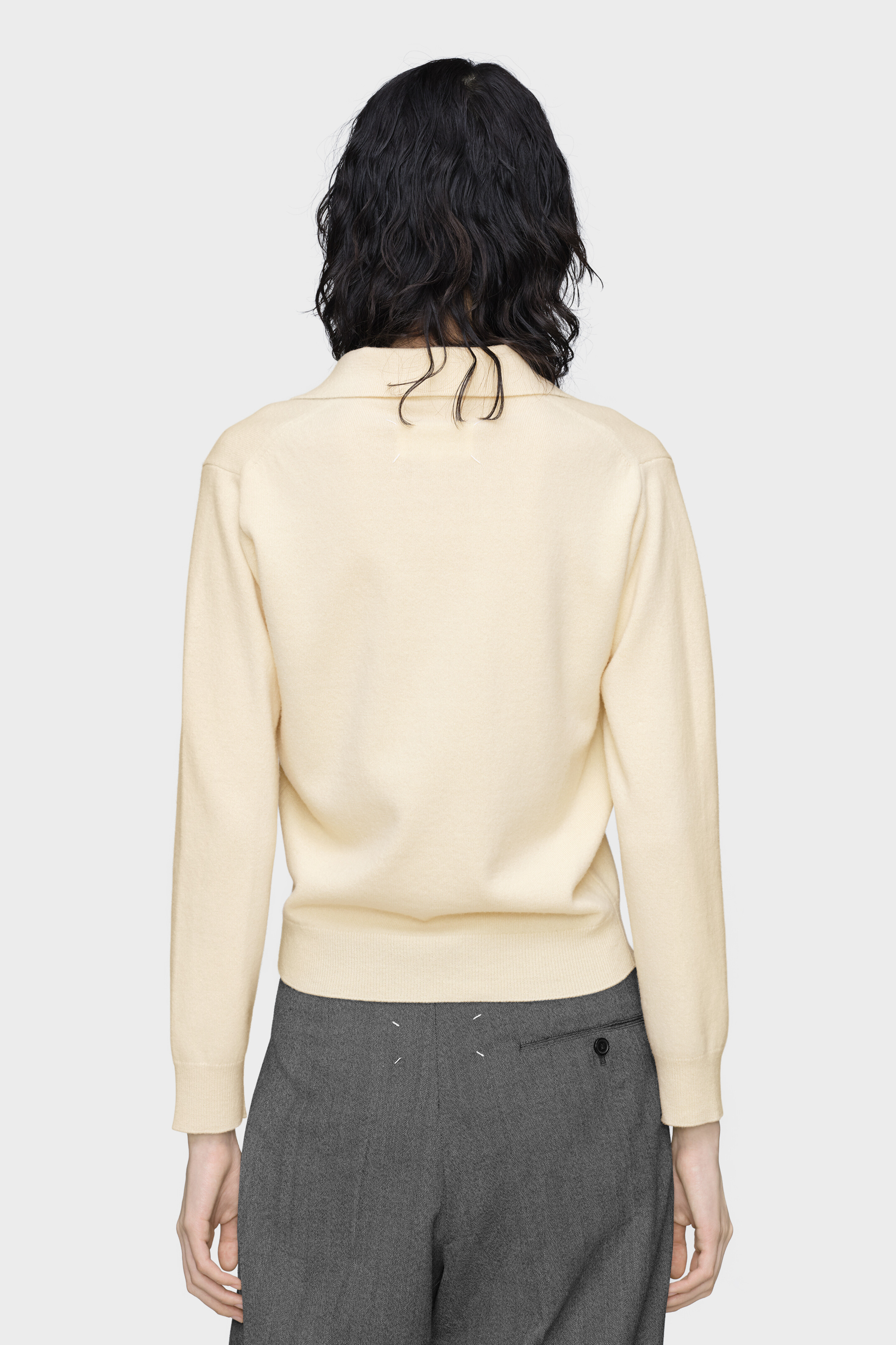 Women's Yellow Wool Polo Knit Top | Maison Margiela