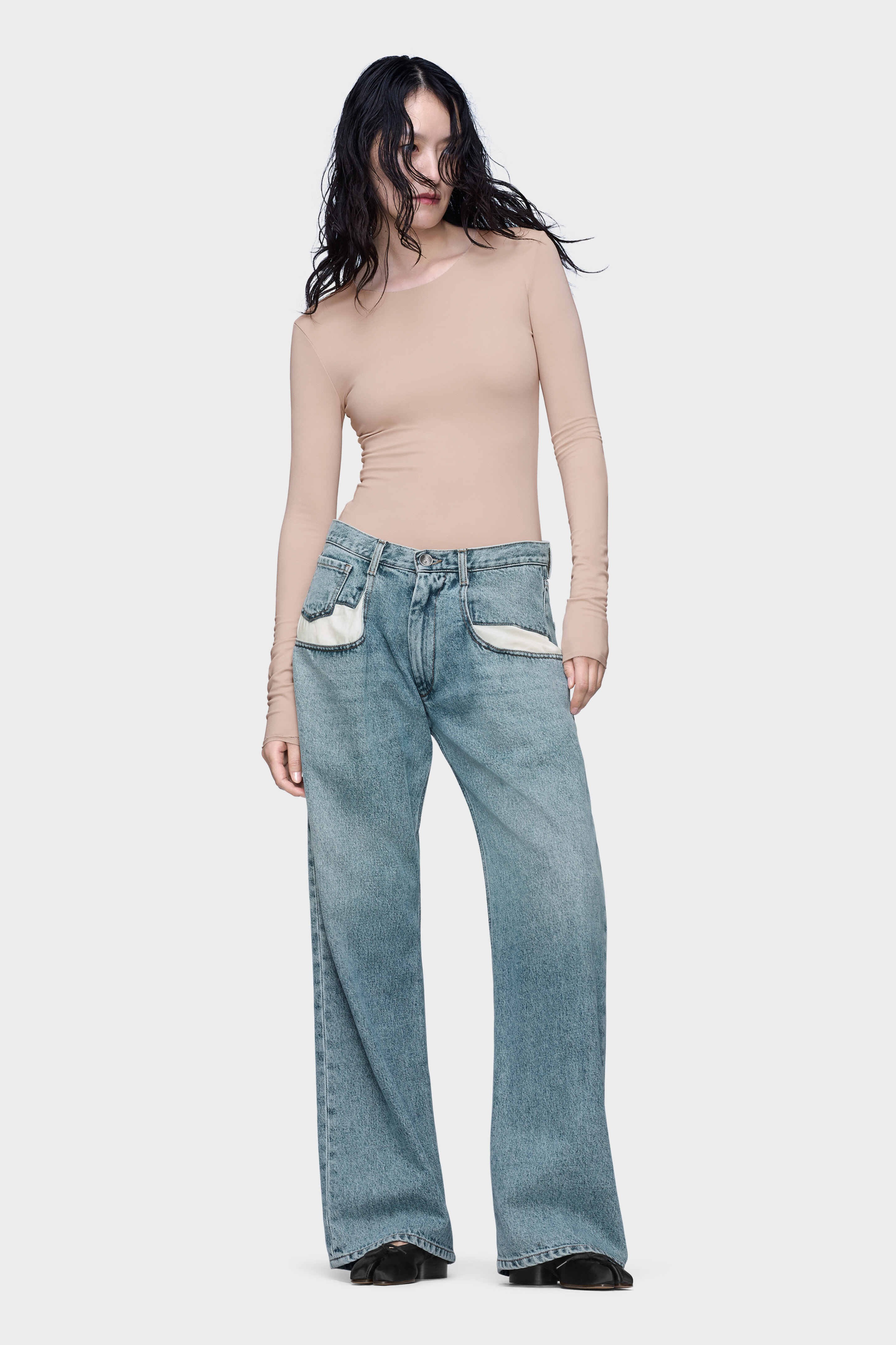 Blue jeans Straight jeans with contrasted pockets | Maison