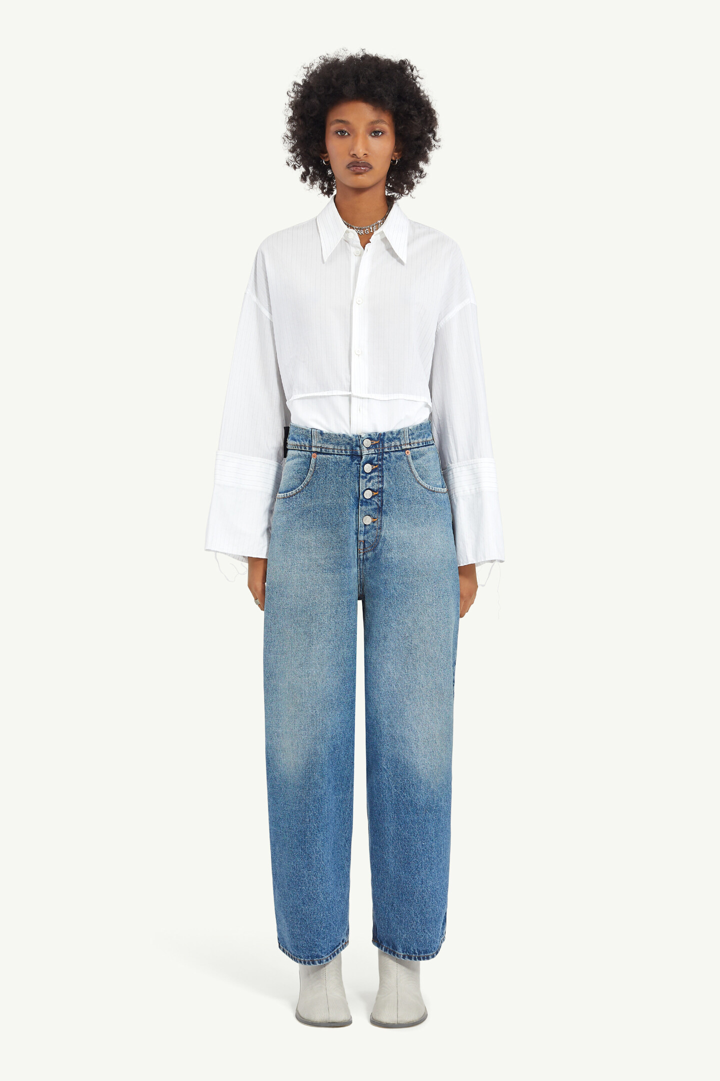 Blue Light Blue Denim Trousers | MM6 Official