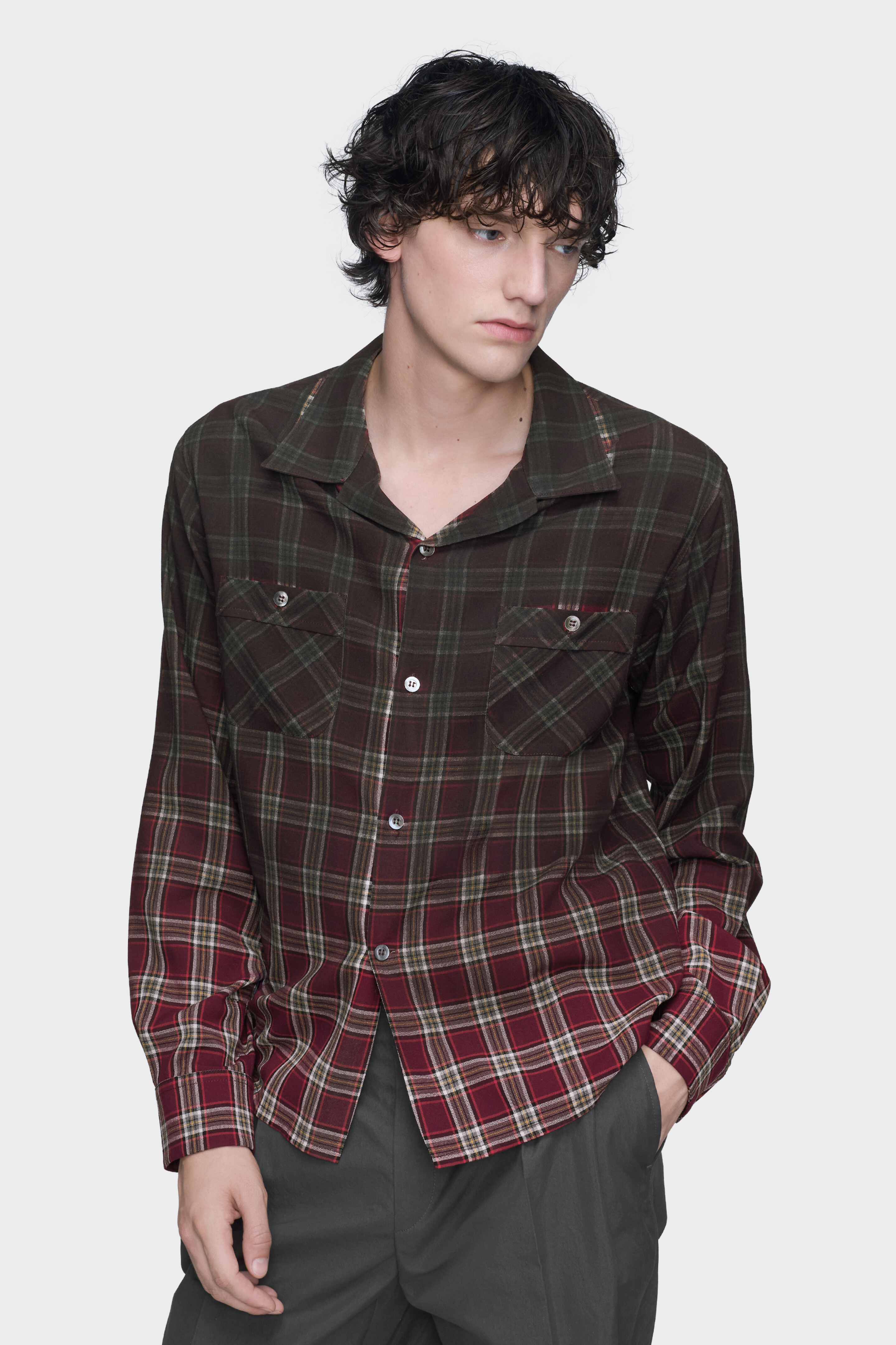 Gradient check shirt Bordeaux | Maison Margiela Official