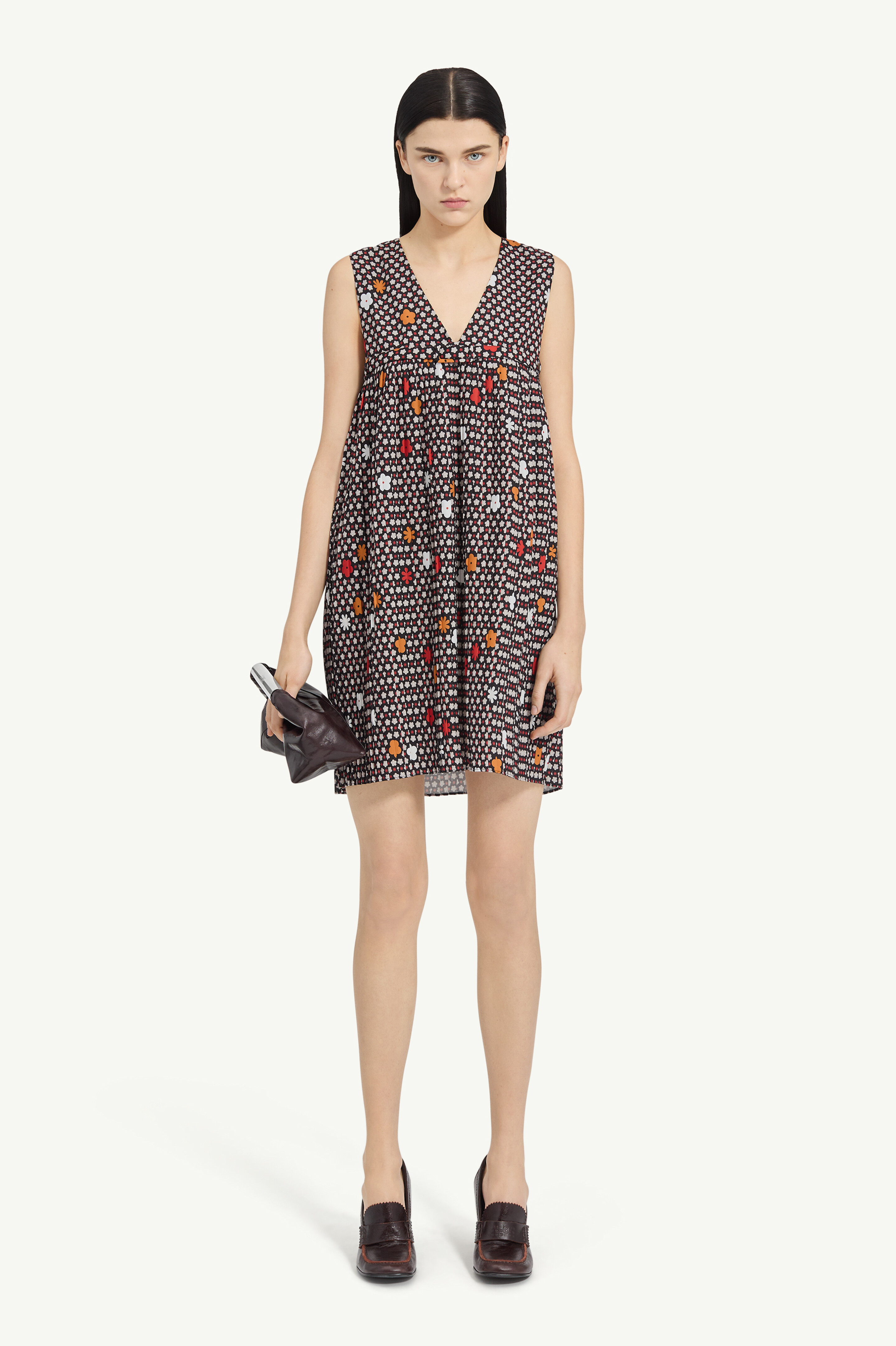 Sleeveless V-Neck Printed Dress